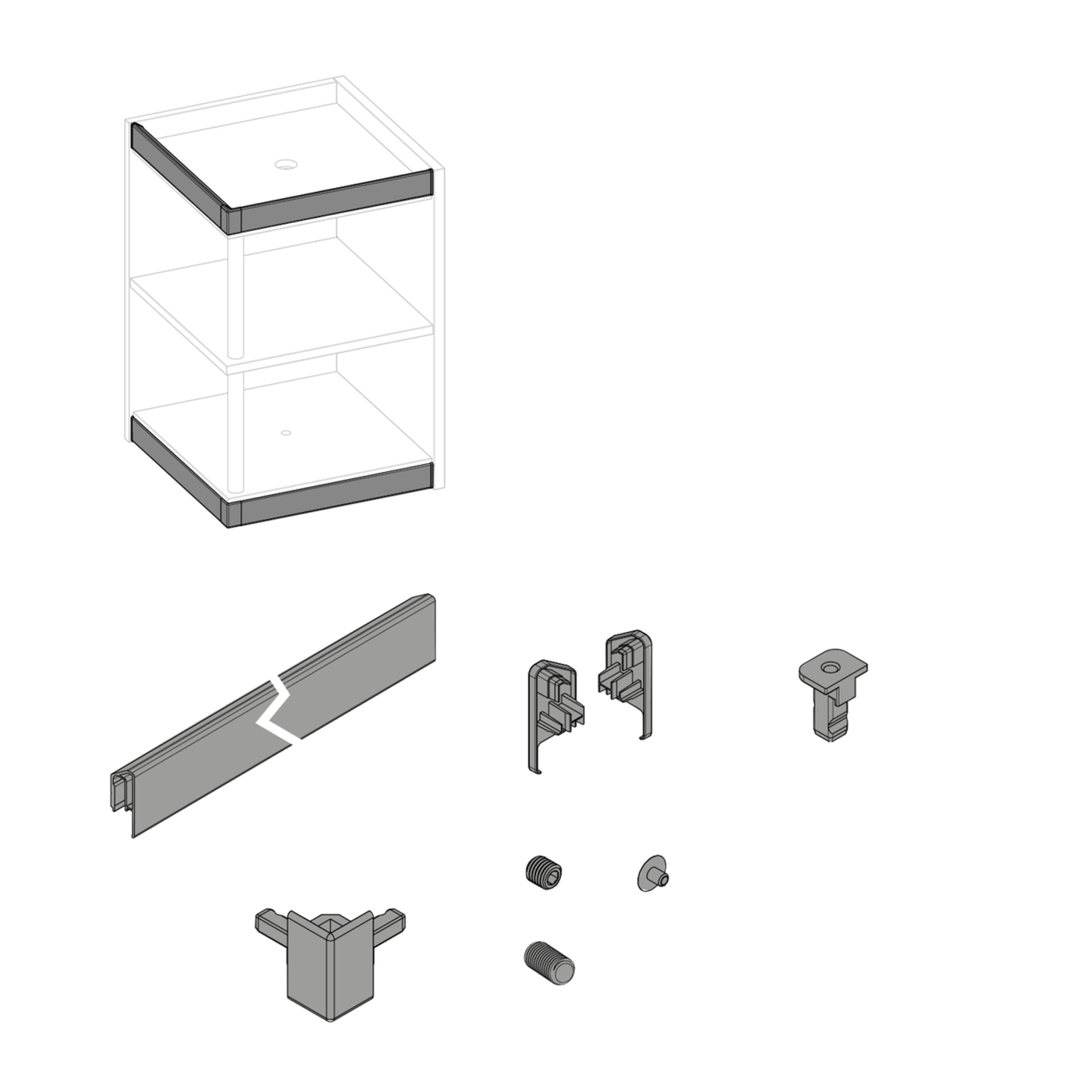 Beslagset hybride horizontaal,  mat zwart