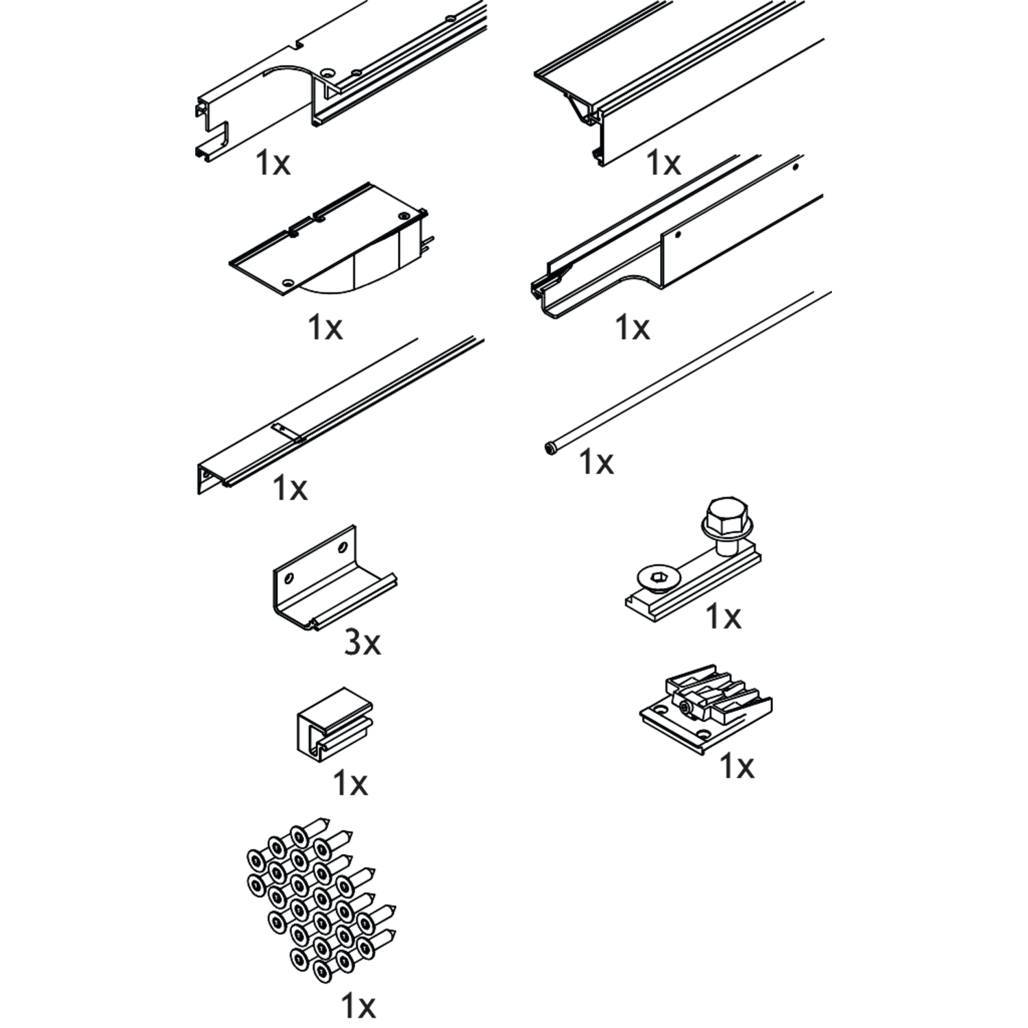 Hawa Folding Concepta III 20/25 rail-set 2 deuren links zwart