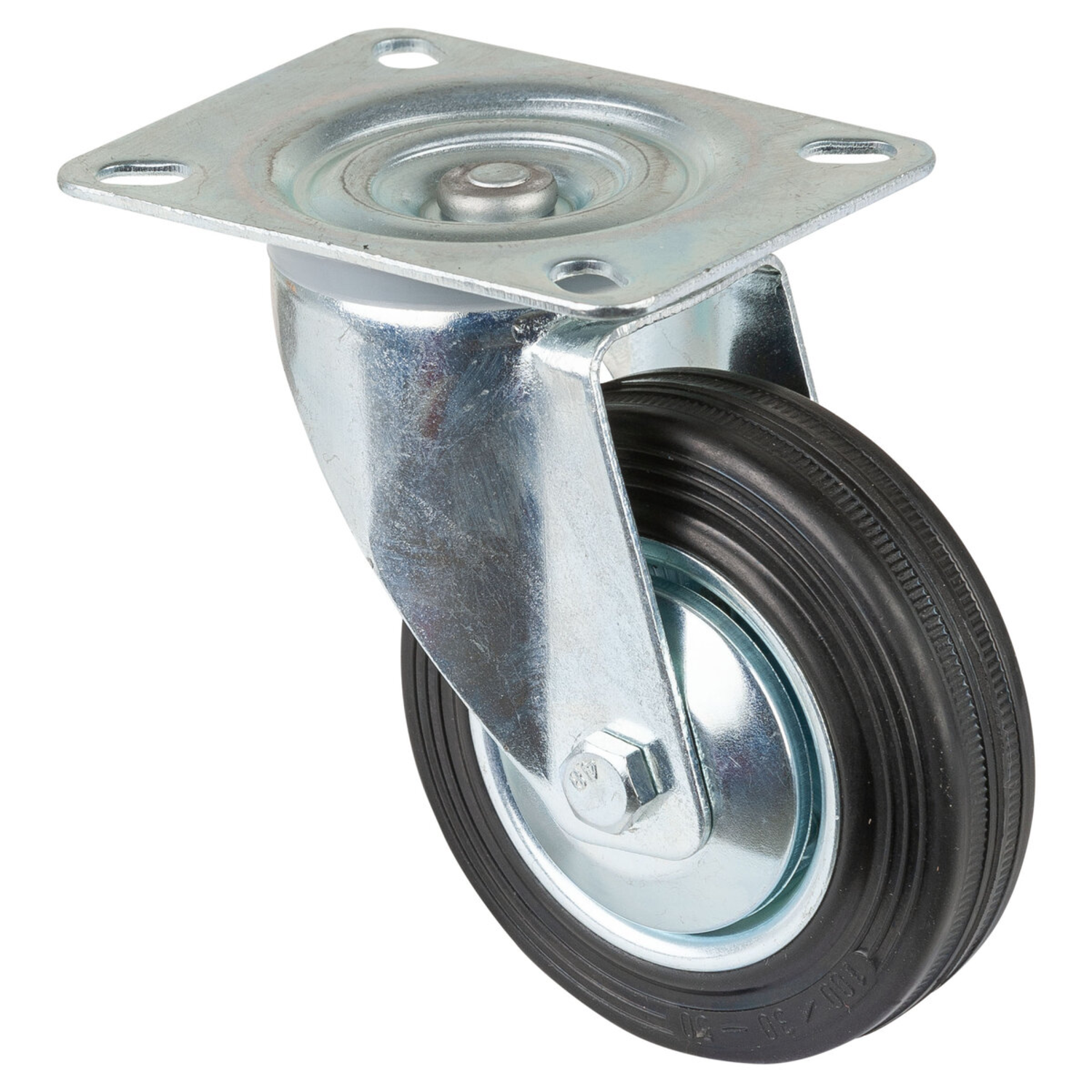Zwenkwiel d100 h128mm 70kg gummi zwart