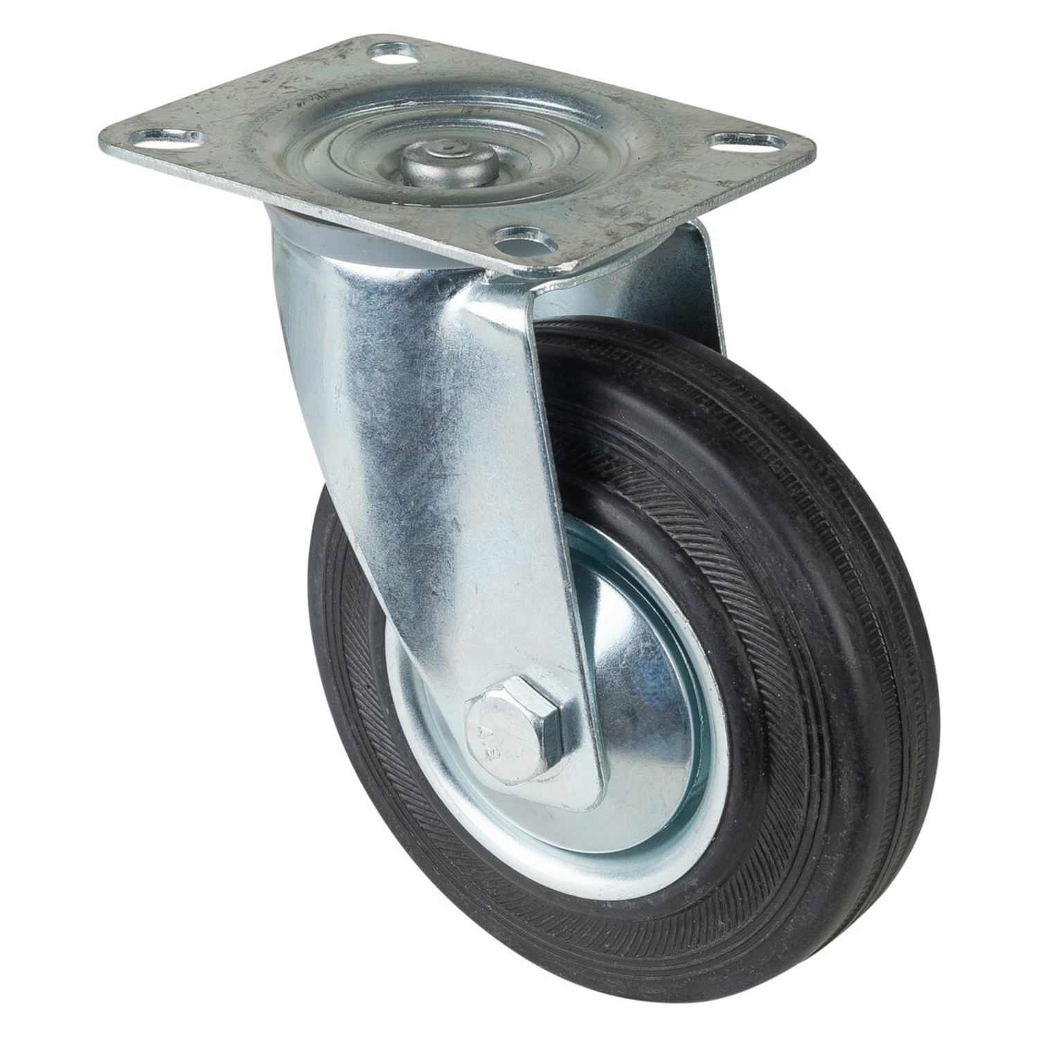 Zwenkwiel d125 h155mm 100kg gummi zwart