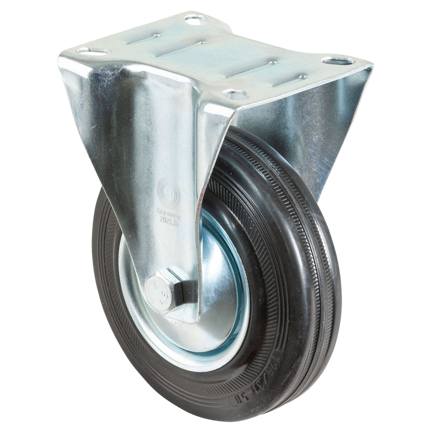 Vast wiel d.125 h.155mm 100kg gummi