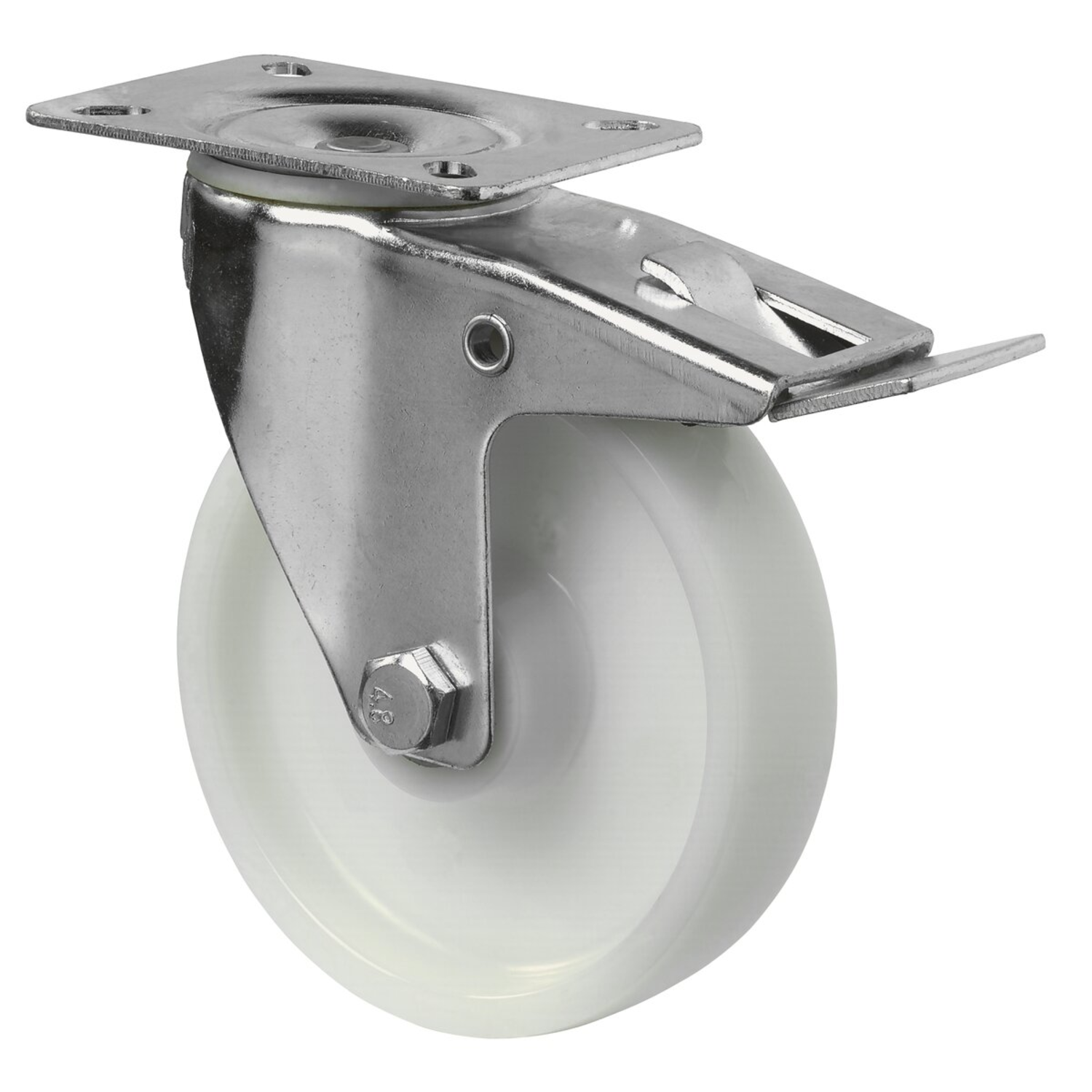 Zwenkwiel+rem d125 h155mm 150kg kunstst.