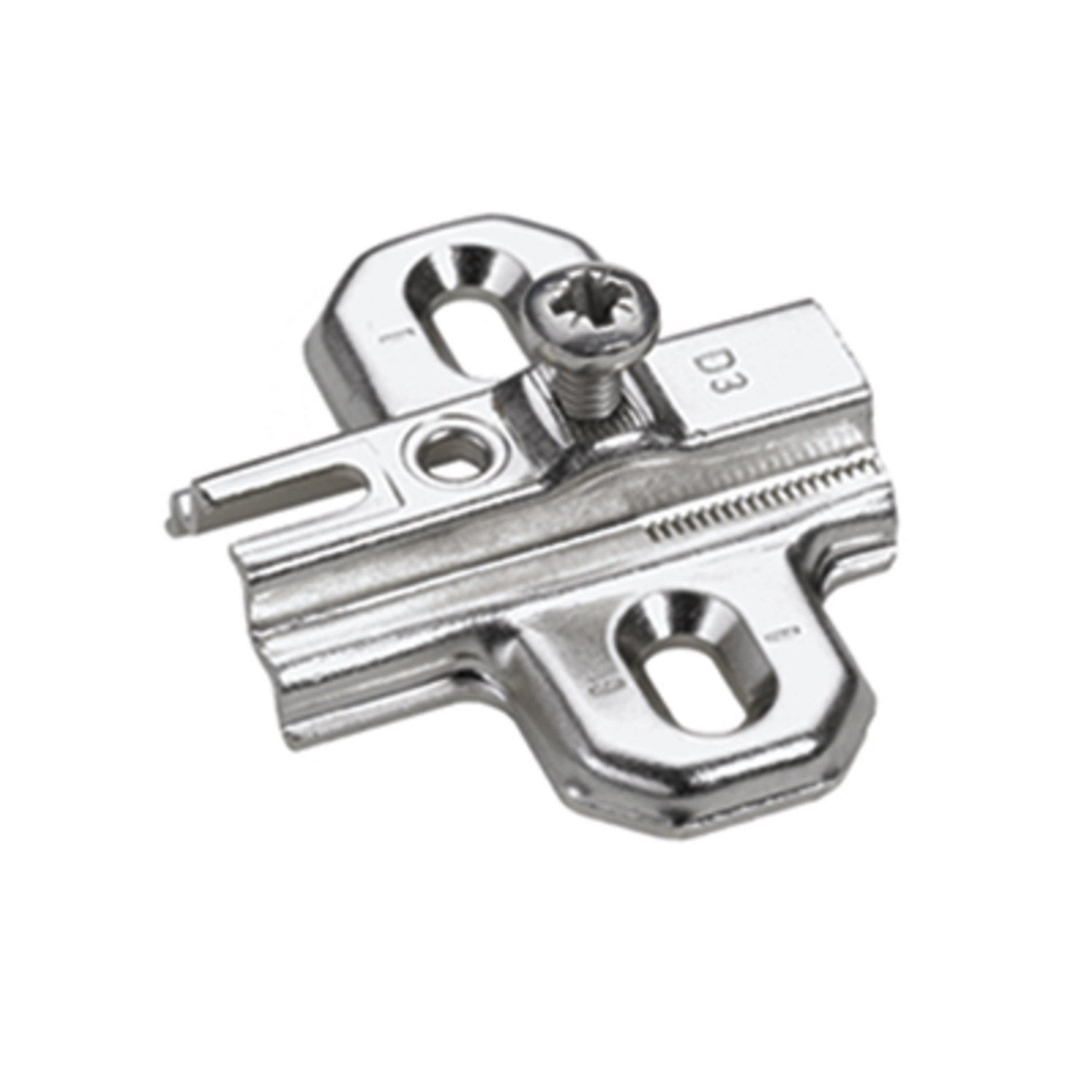 Kruismontageplaat met hoogteverstelling m.b.v. slobgat, Rijboring 37 x 32 mm, voor schroefbevestiging, dikte 3.0 mm