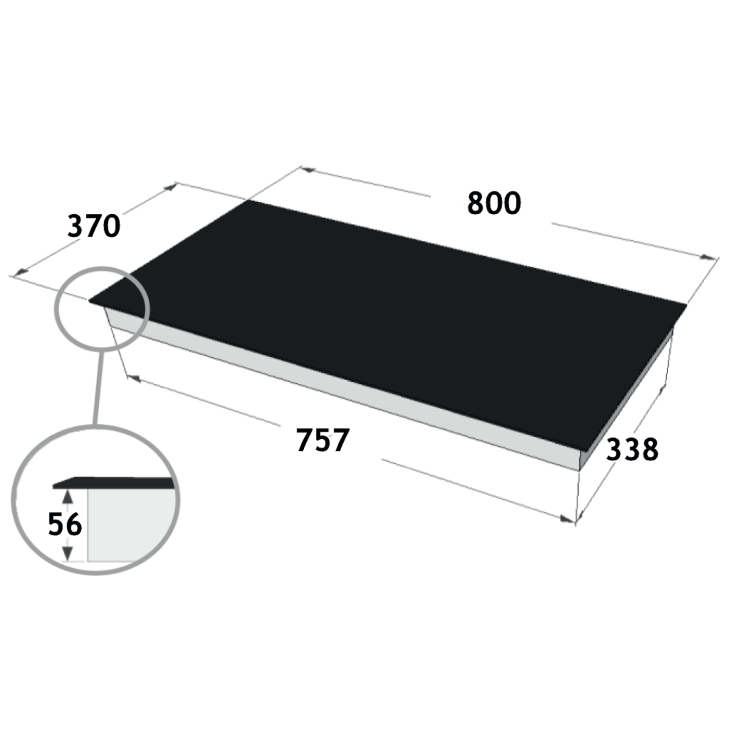 Novy inductie Comfort 78 cm 3 zones intouch