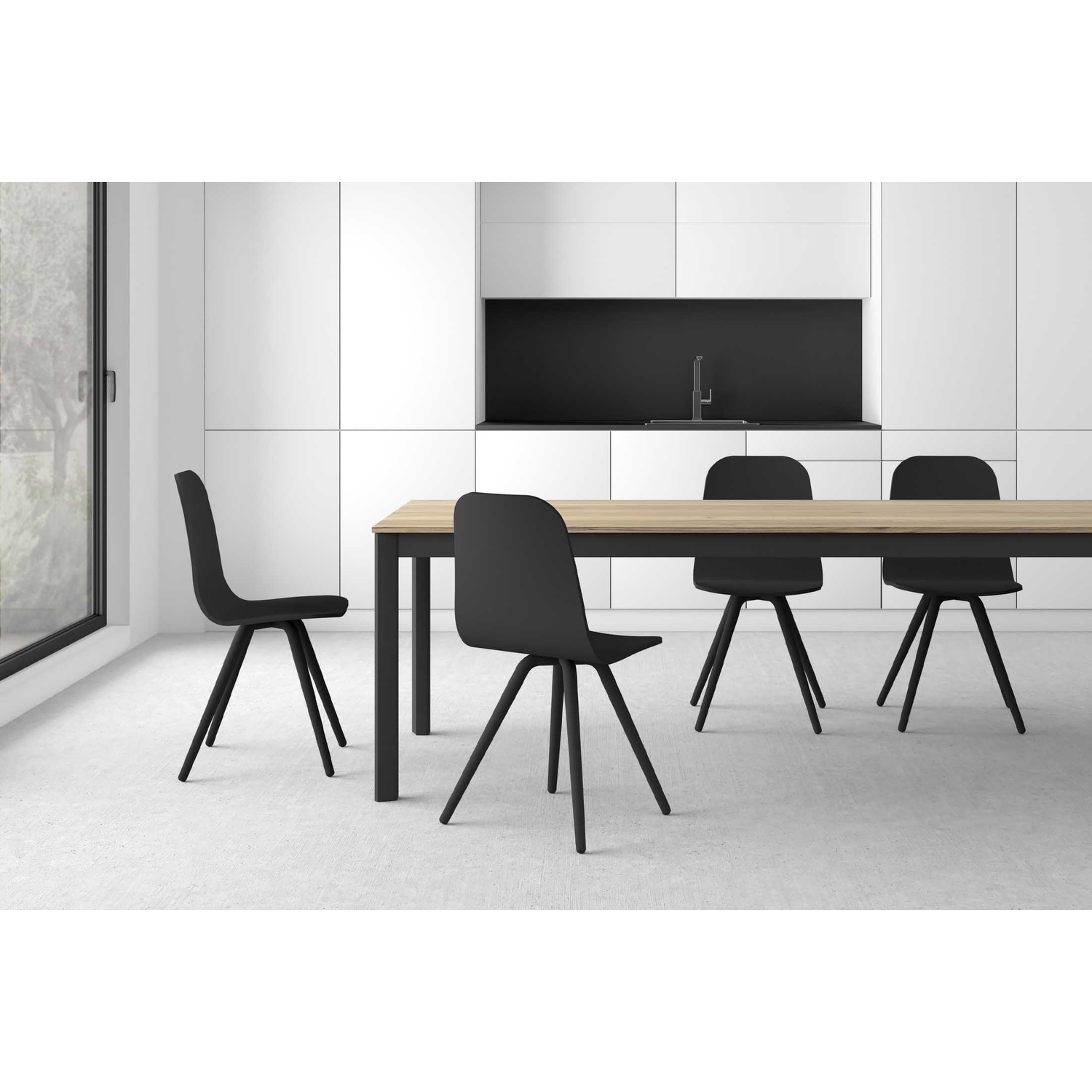 Nuba stoel hout licht getint-staal epoxy wit/bekle