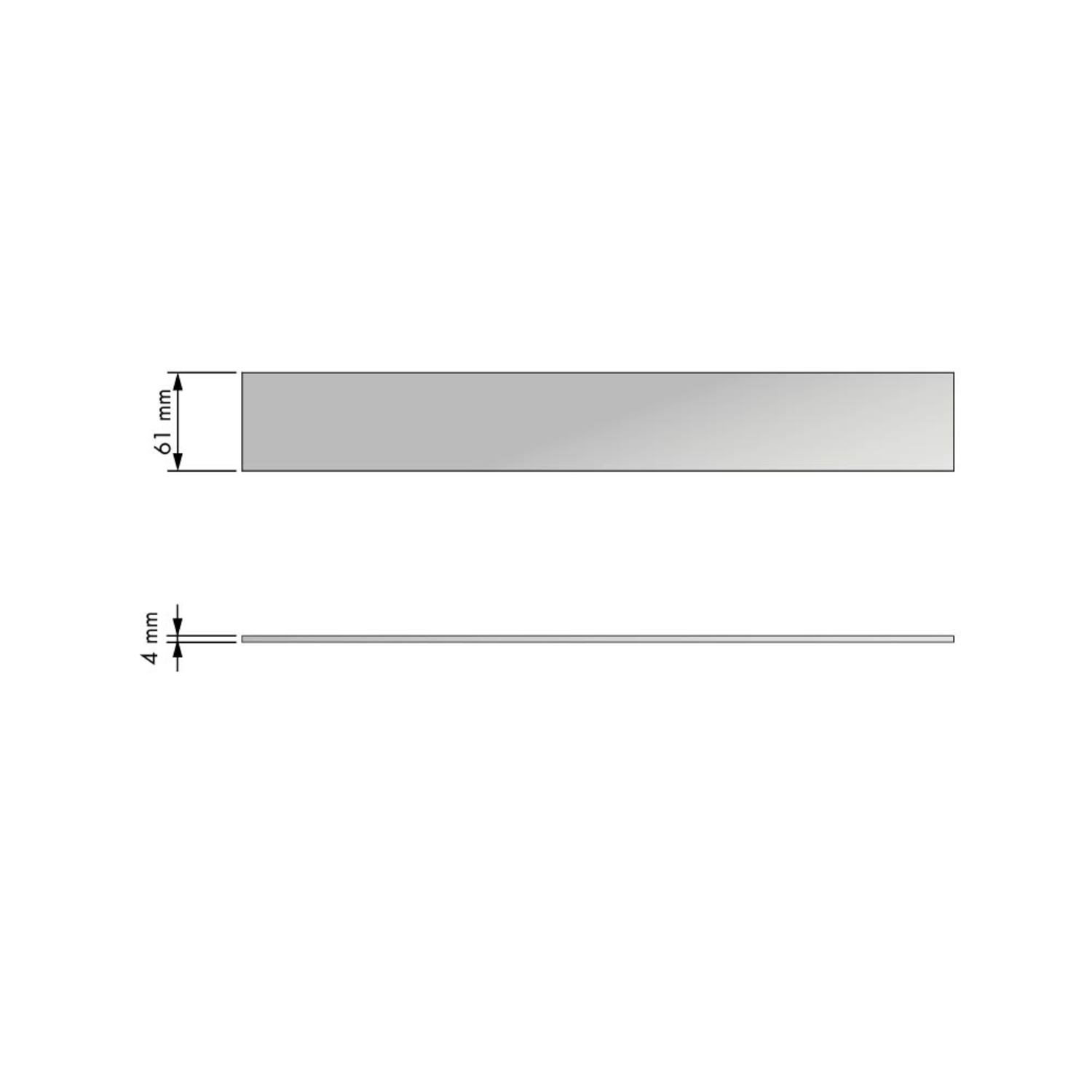 Chic line front/rugset  glas l. 770  h.61  d.4mm
