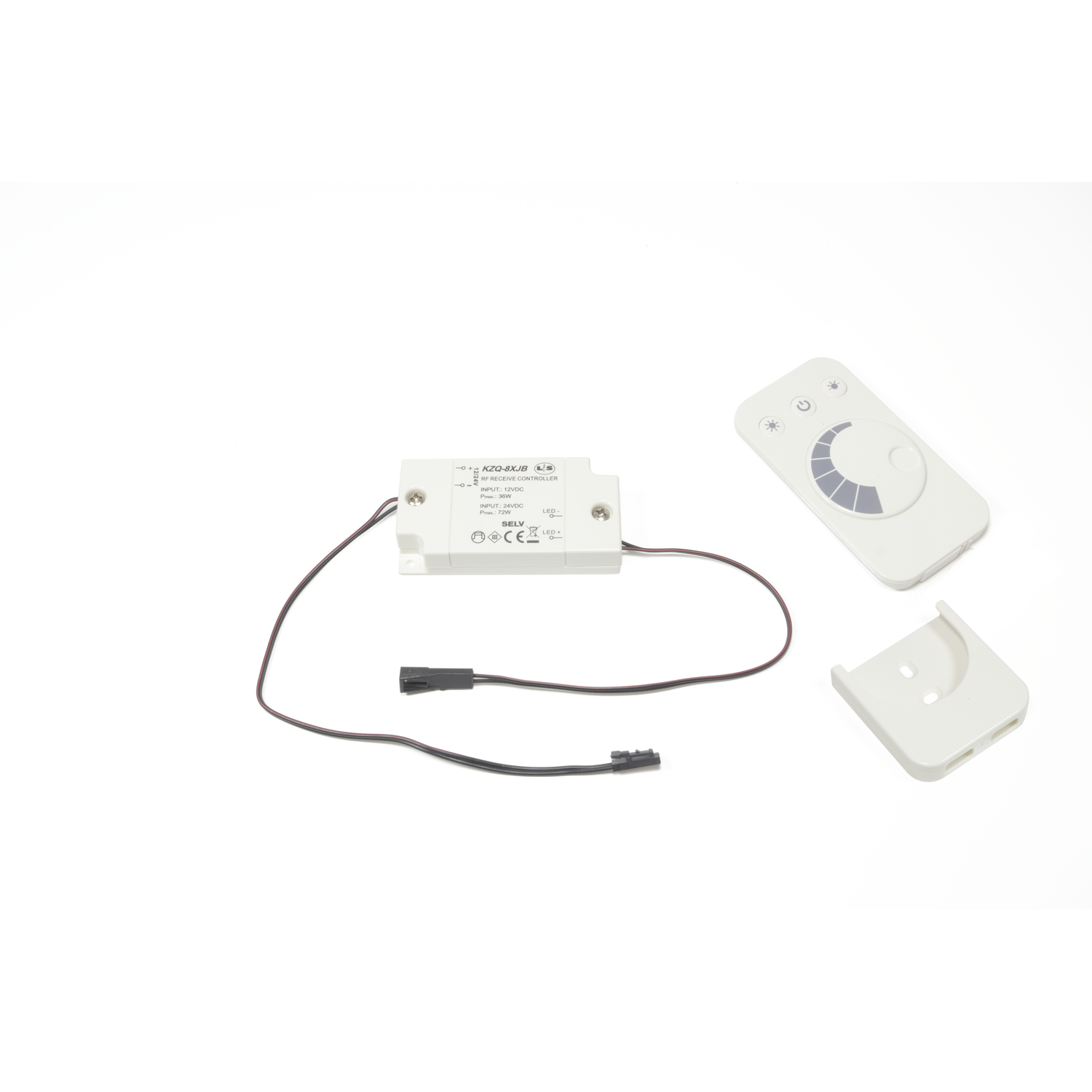 Led dimmer ontvanger + afstandsbediening zwart 24V max 72W