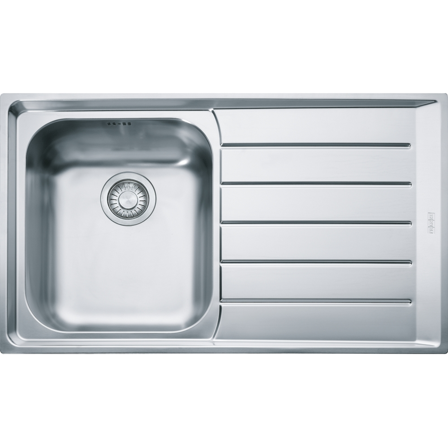 Neptune - Inbouwspoeltafel / 860 x 510 mm / 1 bak / Glad / Druipblad rechts