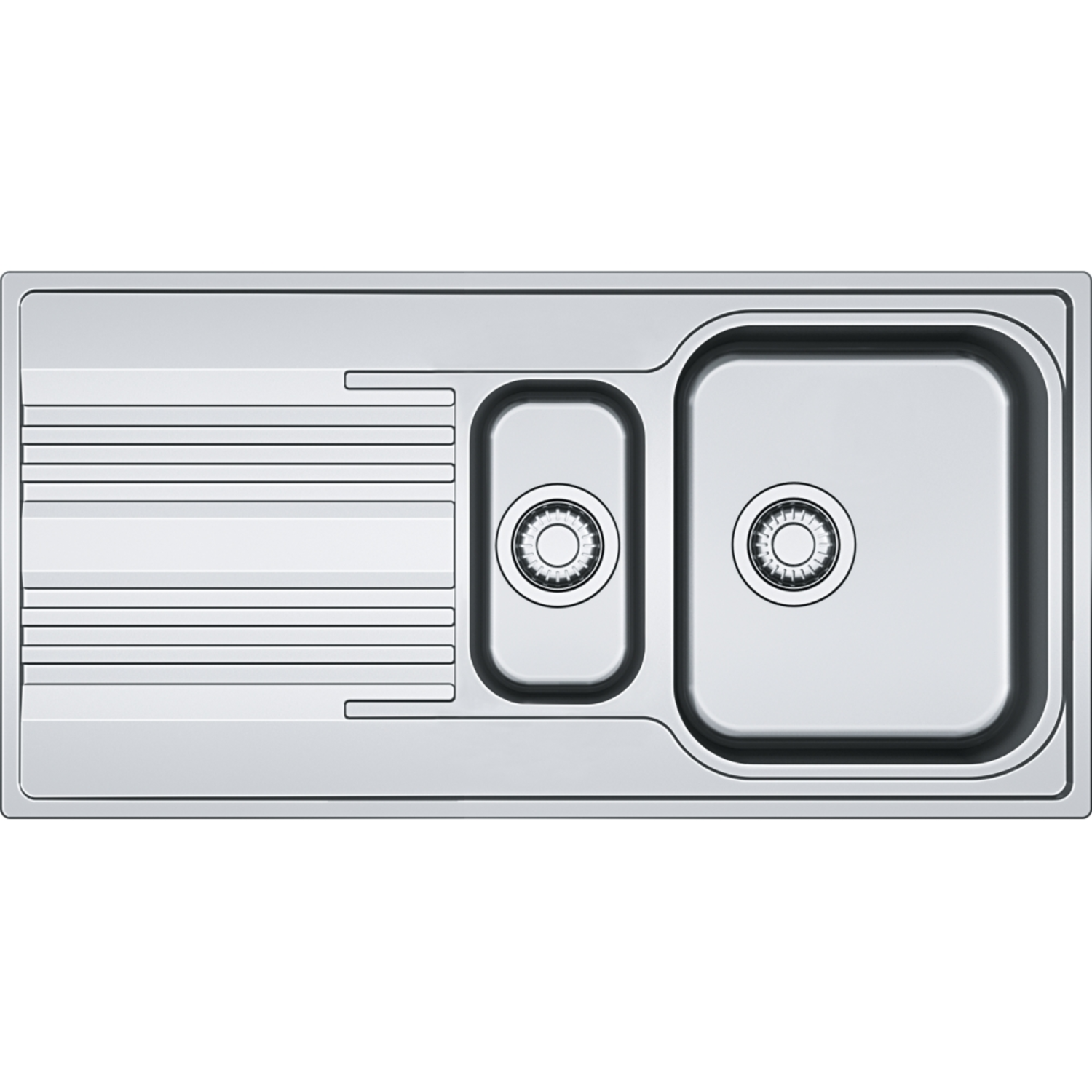 Smart - Inbouwspoeltafel / 1000 x 500 mm / 1+1/2 bak / Glad / Omkeerbaar