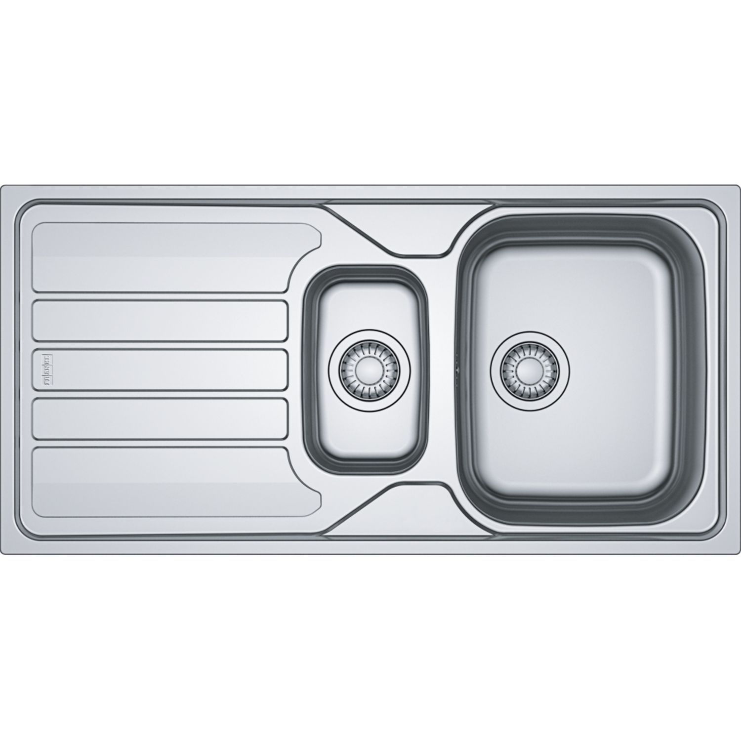 Flash - Inbouwspoeltafel / 1000 x 500 mm / 1+1/2 bak / Glad / Omkeerbaar