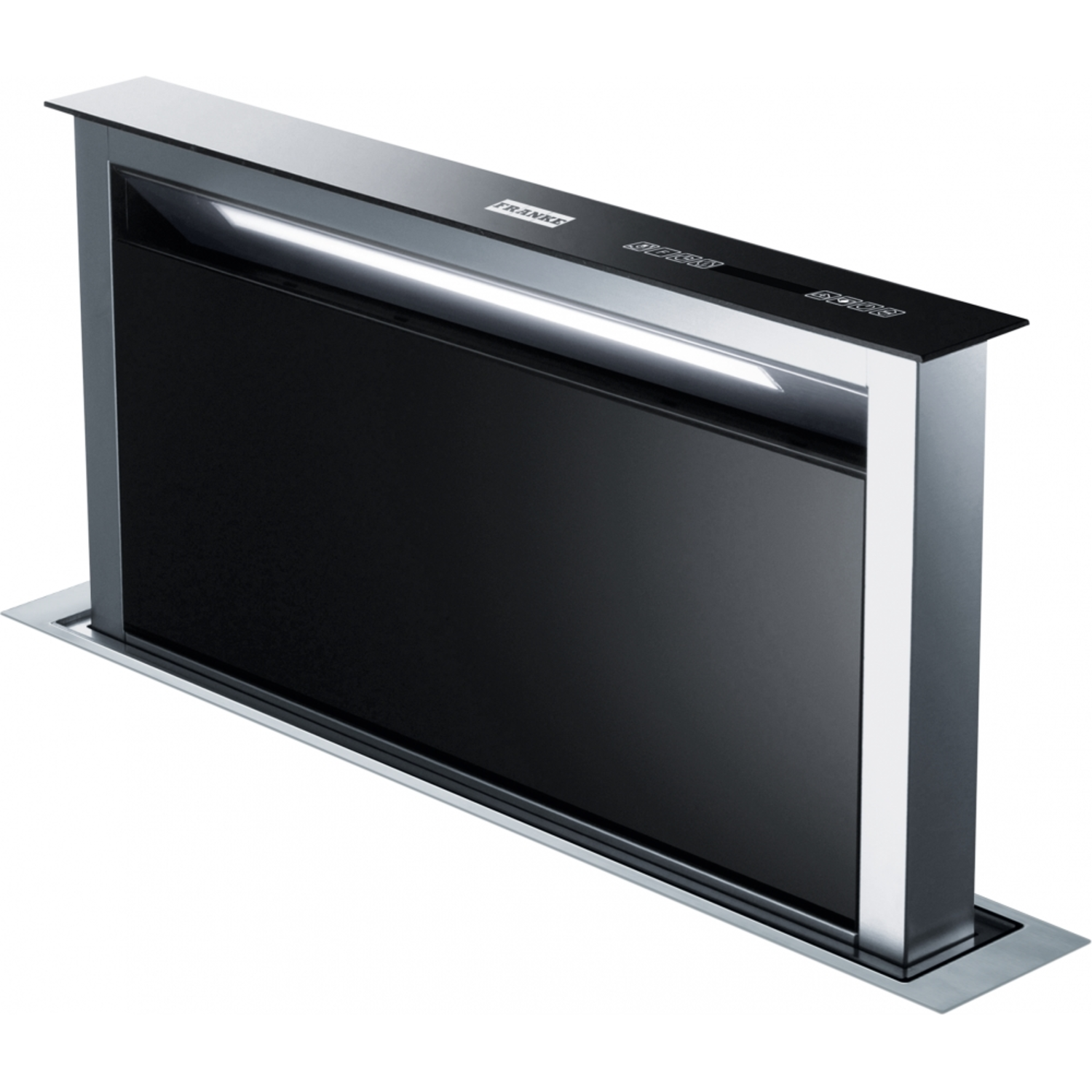 Downdraft - tabletdampkap / 900  mm/ RVS-Zwart glas