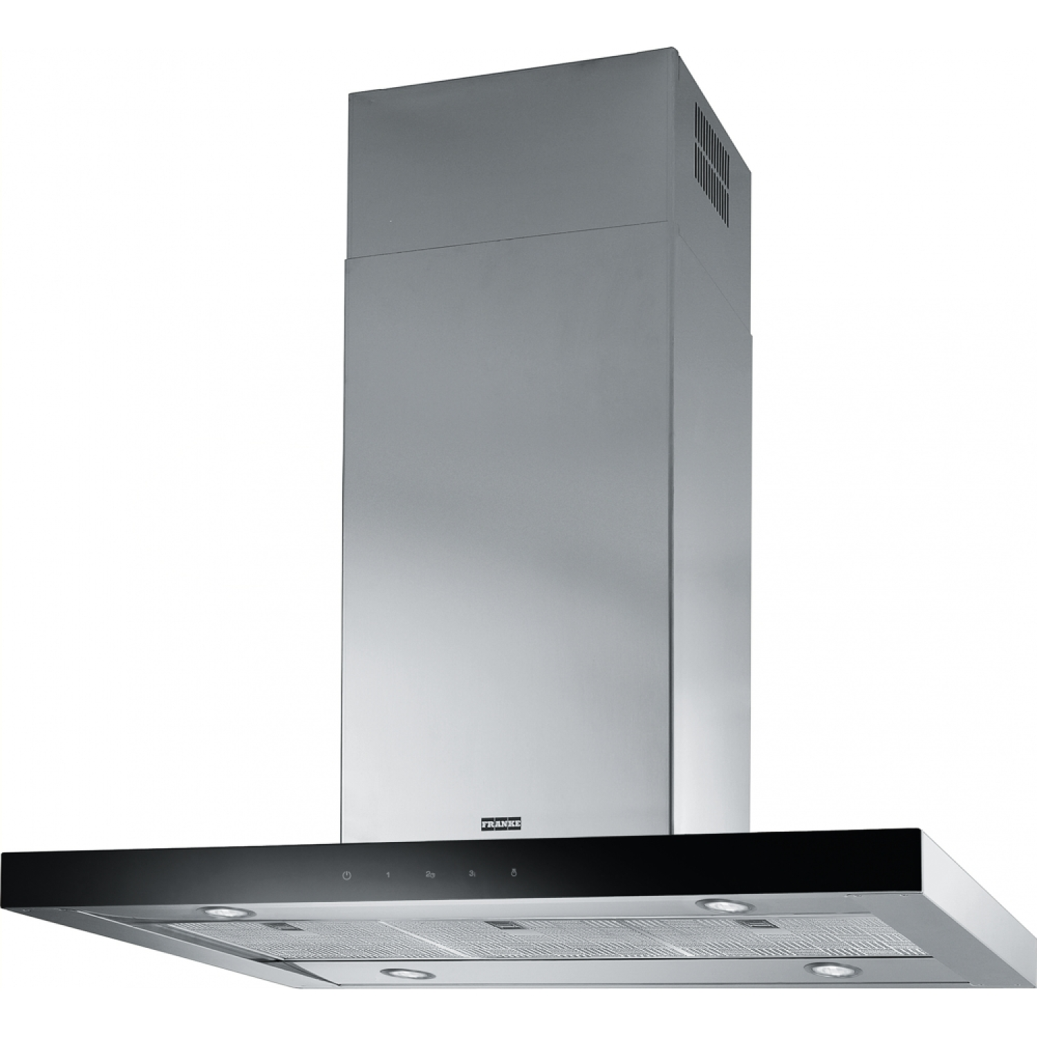 Crystal - Eilanddampkap / 900 mm / RVS - Zwart glas