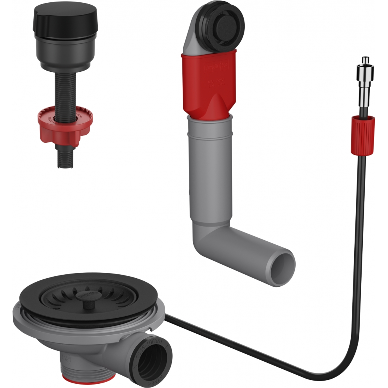 Colorline - Automatisch ventielset voor 1 bak, geïntegreerde ronde overloop, zwart mat, draaiknop zwart mat