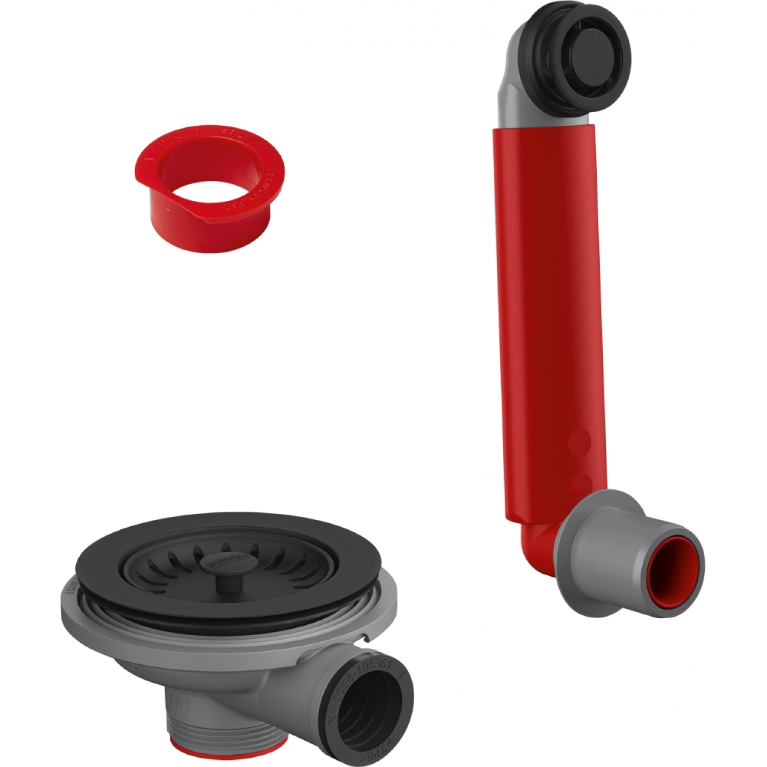 Colorline - Manuele ventielset voor 1 bak / ronde overloop & spacer inclusief / Zwart mat