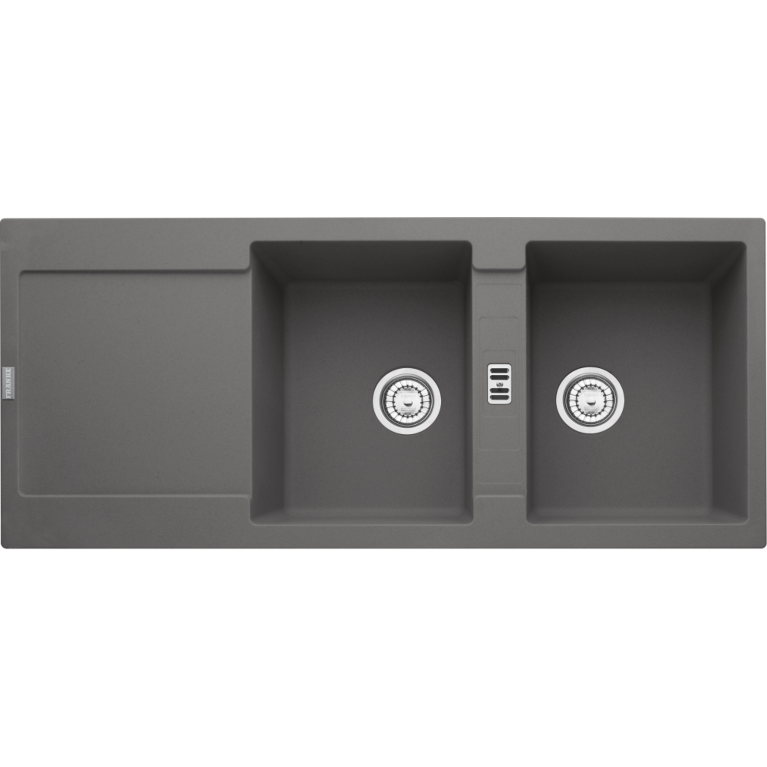 Maris - Inbouwspoeltafel / 1160 x 500 mm / 2 bakken / Steengrijs / Omkeerbaar