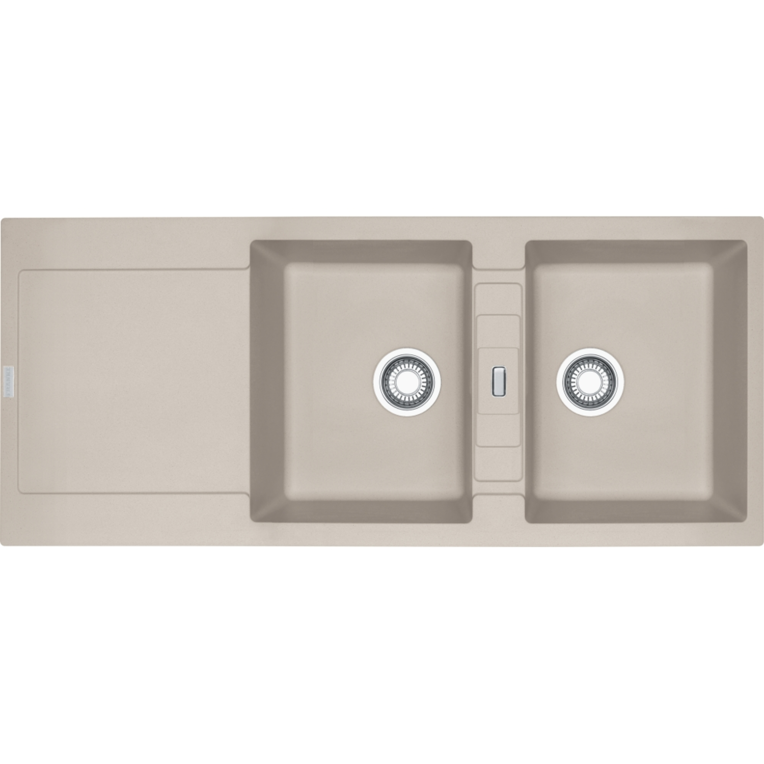 Maris - Inbouwspoeltafel / 1160 x 500 mm / 2 bakken / Koffieroom / Omkeerbaar