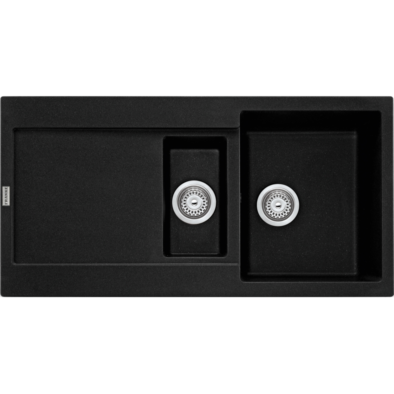 Maris - Inbouwspoeltafel / 970 x 500 mm / 1+1/2 bak / Onyx / Omkeerbaar