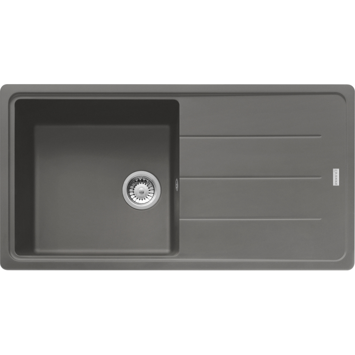 BASIS - Inbouwspoeltafel / 970 x 500mm / Manuele Lediging / Steengrijs