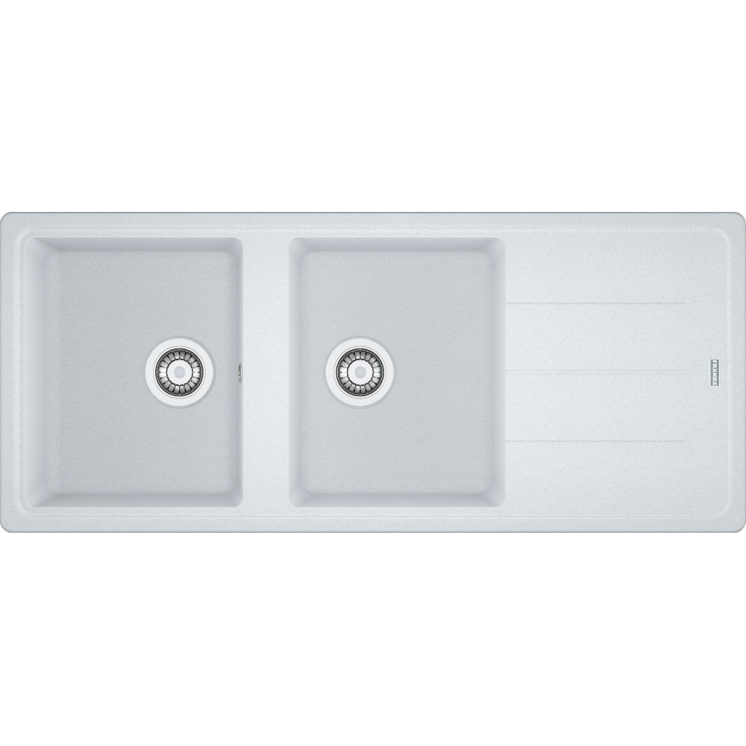 Basis - Inbouwspoeltafel / 1160 x 500 mm / 2 bakken / Metaal wit / Omkeerbaar