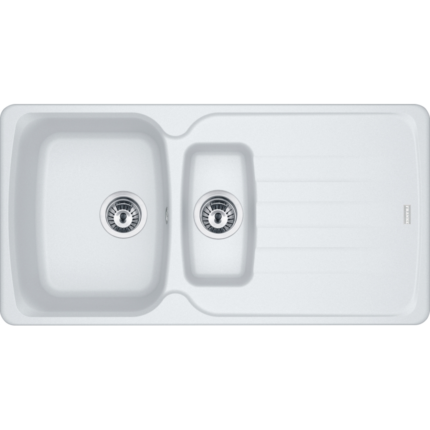 Antea - Inbouwspoeltafel / 970 x 500 mm / 1+1/2 bak / Metaal Wit / Omkeerbaar
