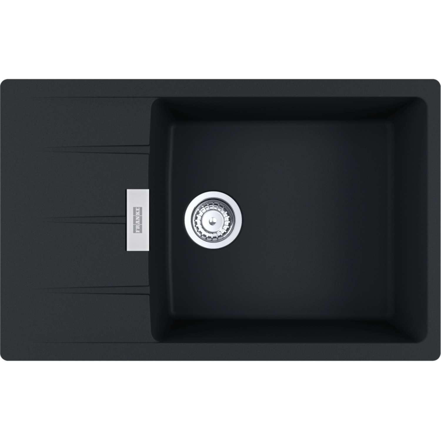Centro - Inbouwspoeltafel / 780 x 500 mm / 1 bak / Zwart Mat / Omkeerbaar
