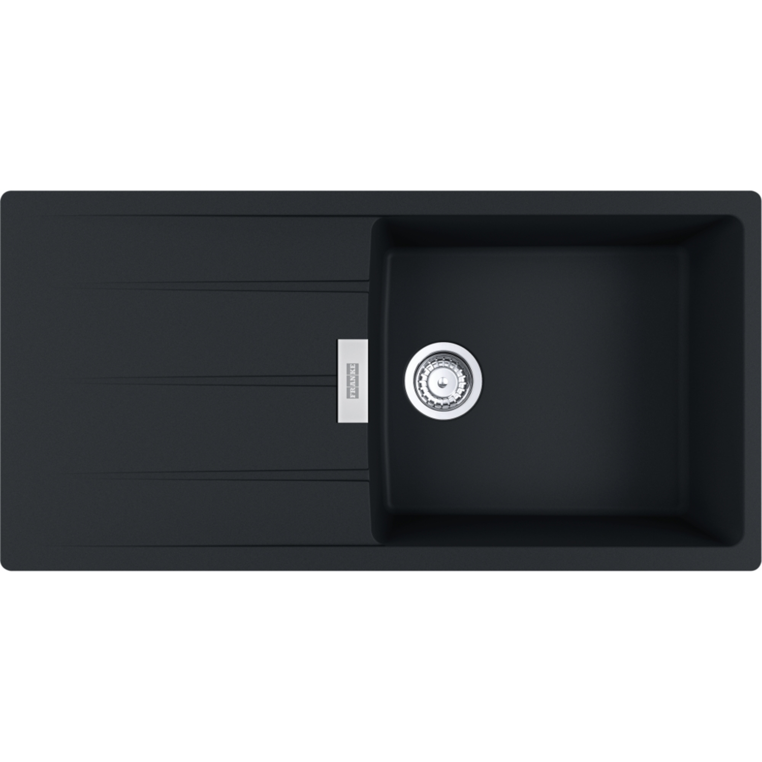 Centro - Inbouwspoeltafel / 1000 x 500 mm / 1 bak / Zwart Mat / Omkeerbaar
