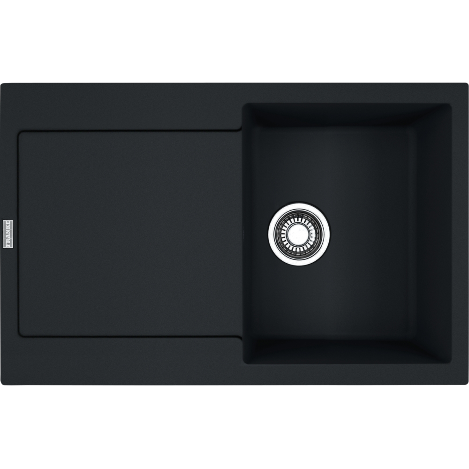 Maris - Inbouwspoeltafel / 780 x 500 mm / 1 bak / Zwart mat / Omkeerbaar