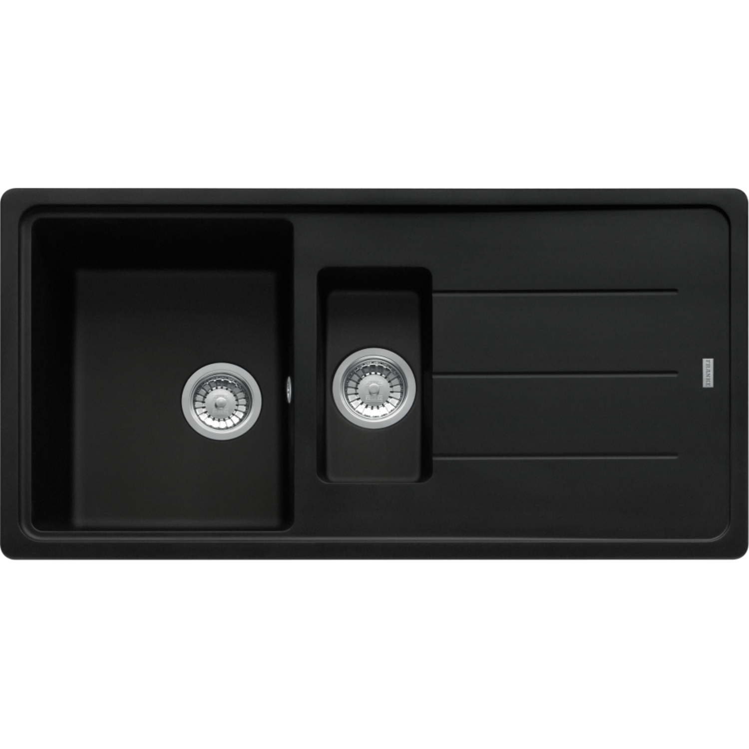 Basis - Inbouwspoeltafel / 970 x 500 mm / 1+1/2 bak / Zwart Mat / Omkeerbaar