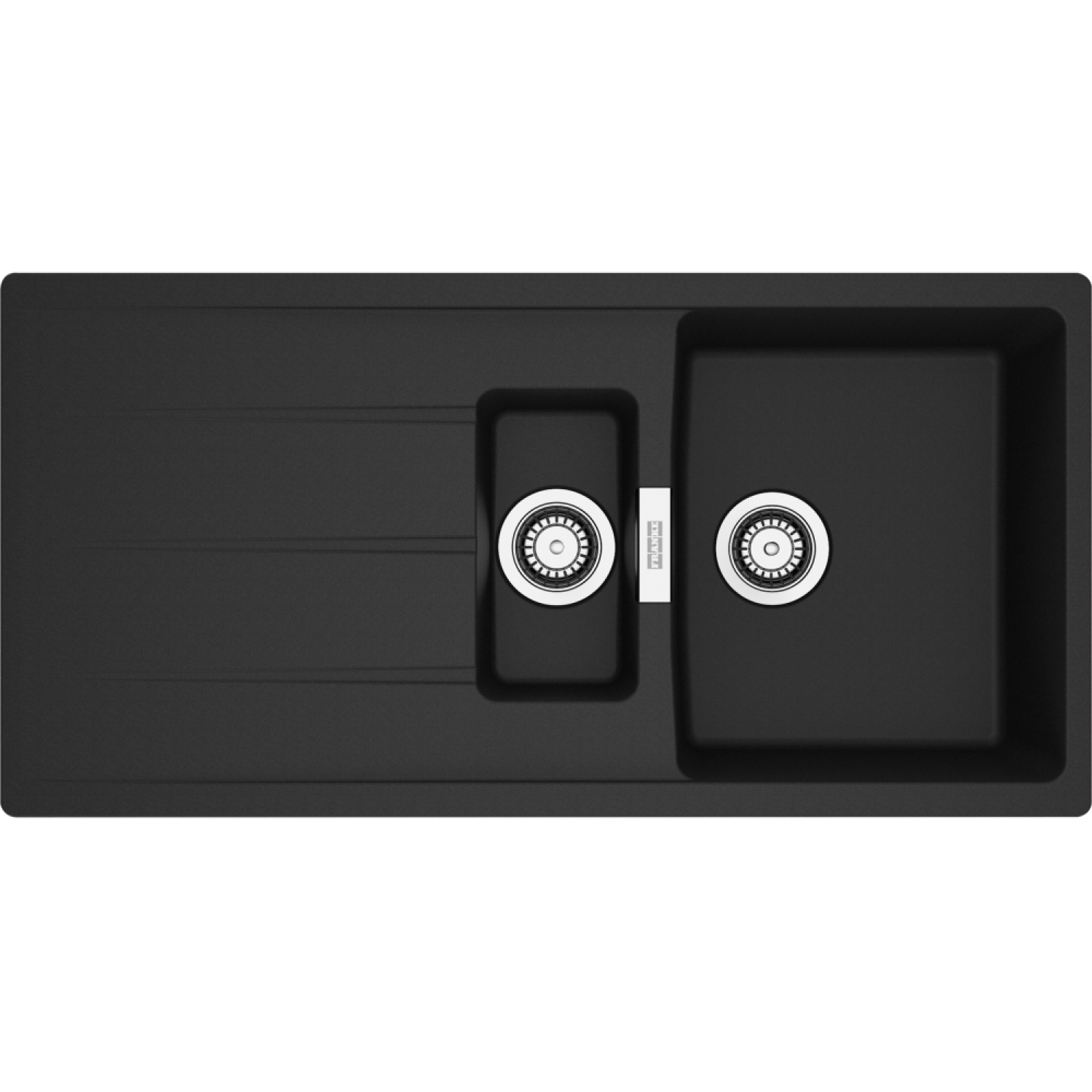 Centro - Inbouwspoeltafel / 1000 x 500 mm / 1+1/2 bak / Zwart Mat / Omkeerbaar Omkeerbaar