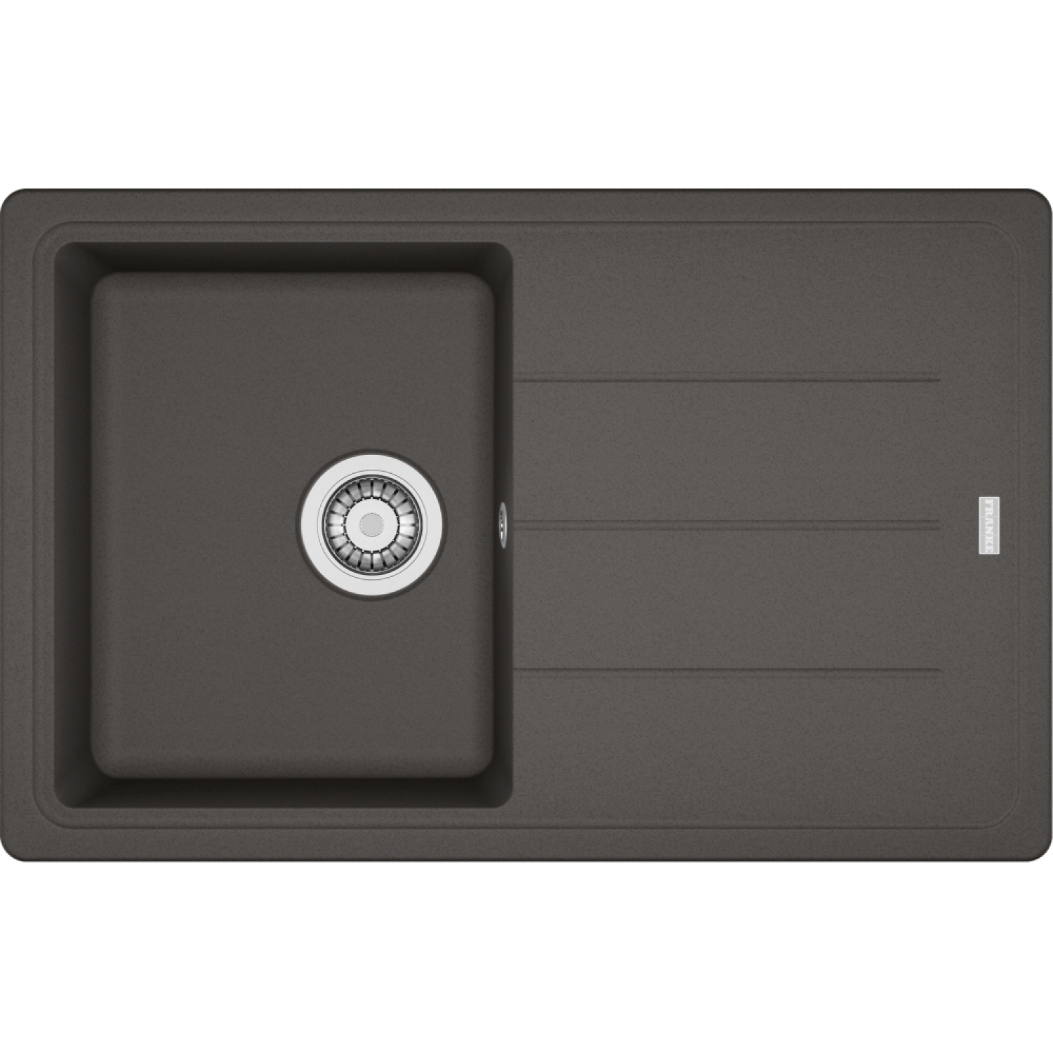 Basis - Inbouwspoeltafel / 780 x 500 mm / 1 bak / Leigrijs / Omkeerbaar