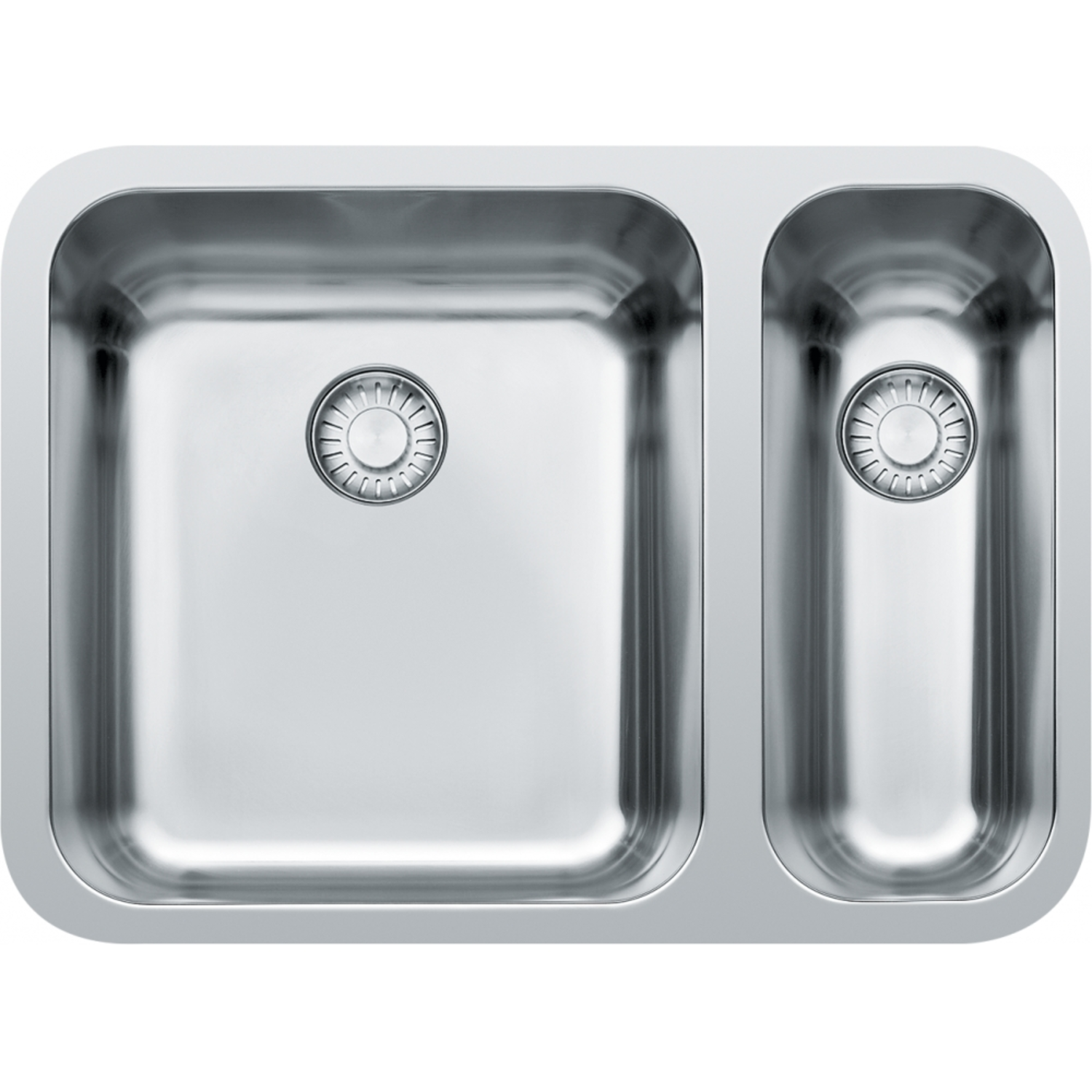 Largo - Onderbouwspoelunit / 575 x 420  mm/ 1+1/2 bak / Glad / Grote bak links