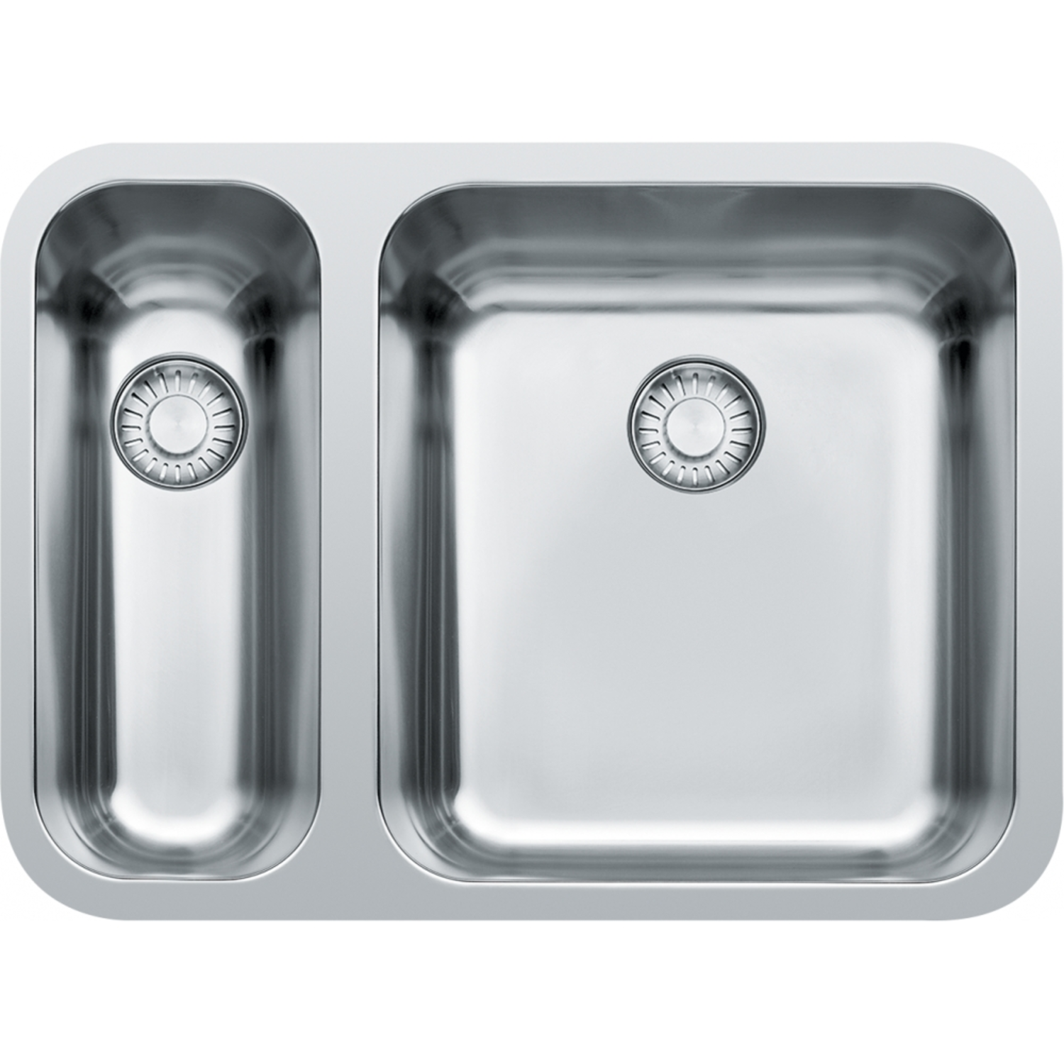 Largo - Onderbouwspoelunit / 575 x 420  mm/ 1+1/2 bak / Glad / Grote bak rechts