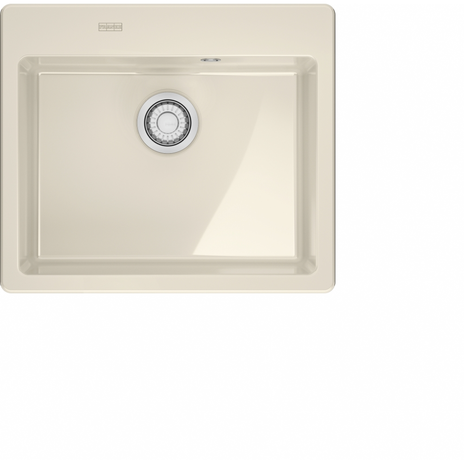 MYTHOS X - Inbouwspoelbak / 1 bak / 500 x 380 x 190 mm / Automatische lediging / Drukknop / Magnolia