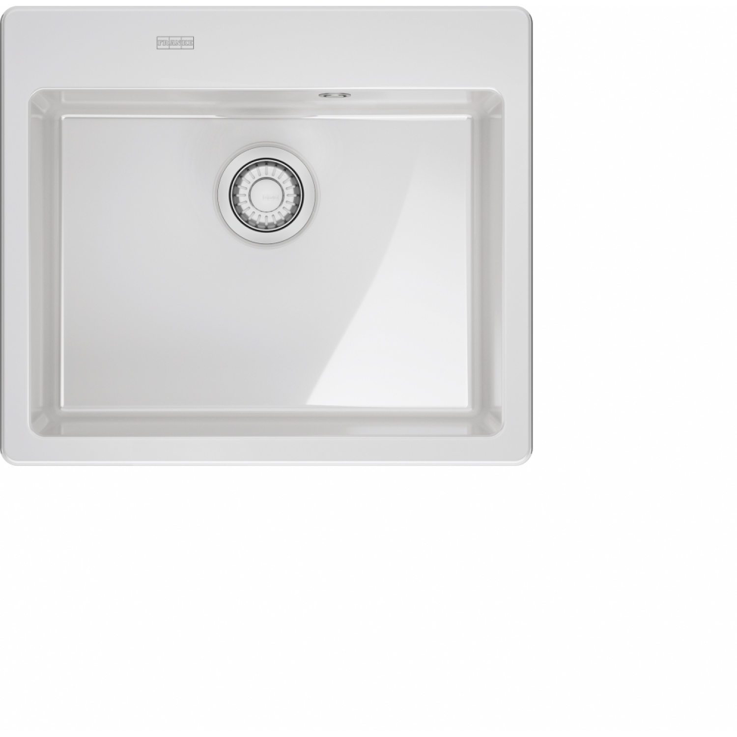 MYTHOS X - Inbouwspoelbak / 1 bak / 500 x 380 x 190 mm / Automatische lediging / Drukknop / Wit