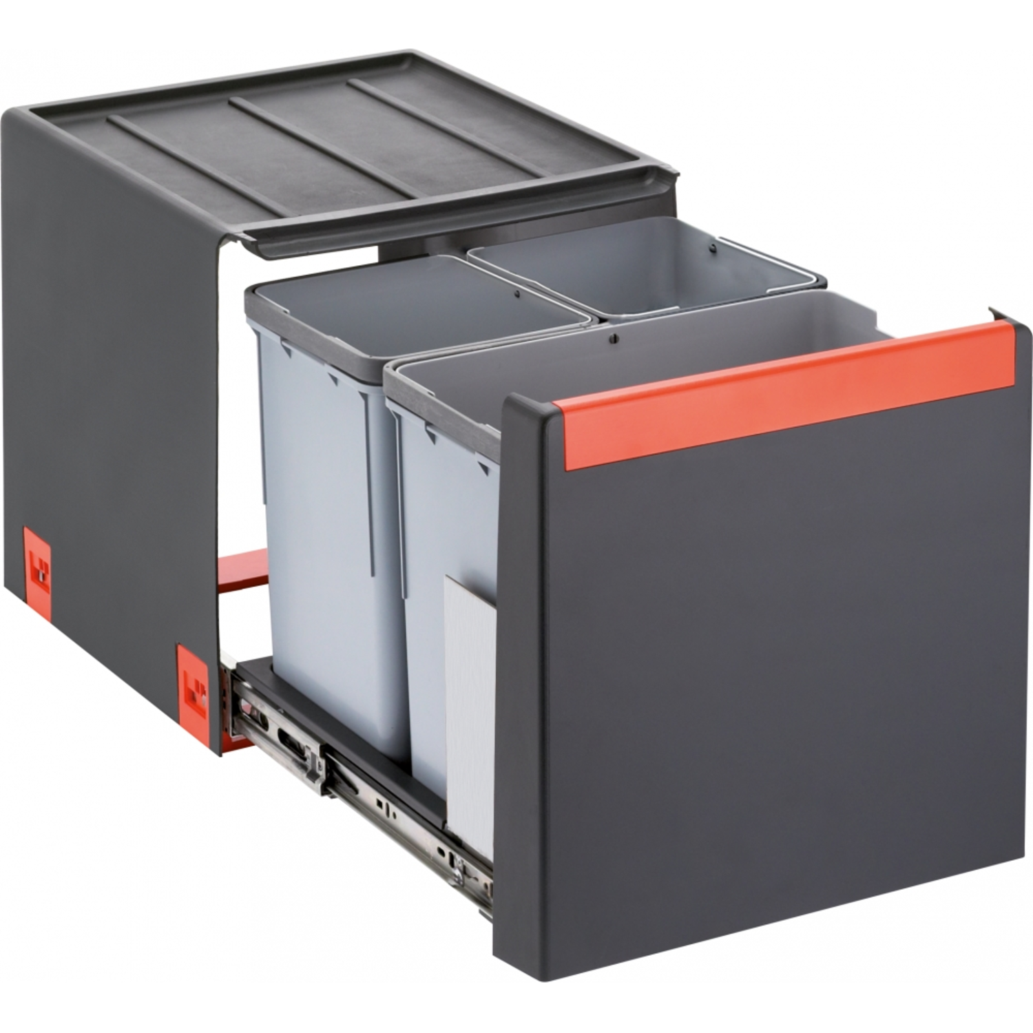 Cube - Afvalsorteersysteem / Zijdelingse deuropening / 400  mm/ 1 x 14 l + 2 x 7 l / Handbediening