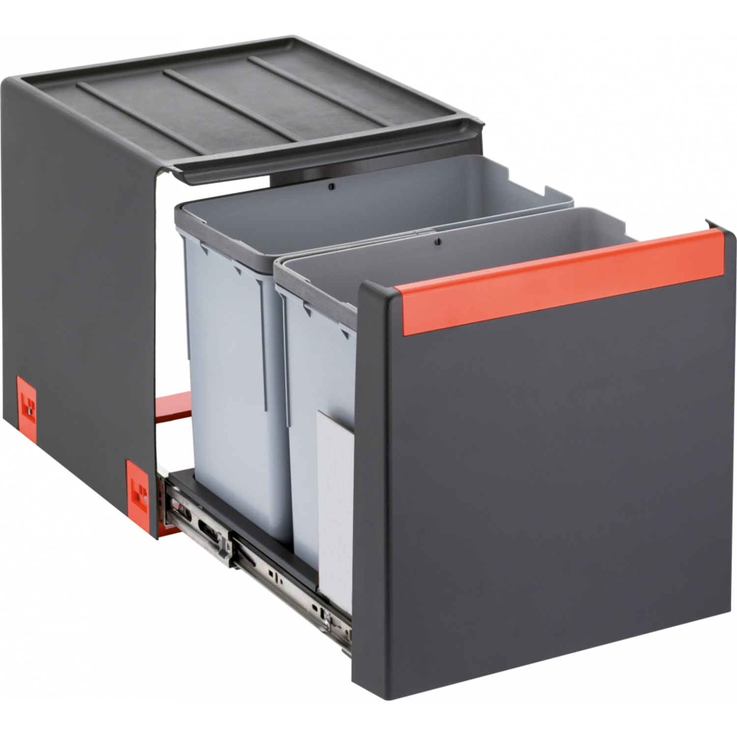 Cube - Afvalsorteersysteem / Zijdelingse deuropening / 400 mm / 2 x 14 l / Handbediening