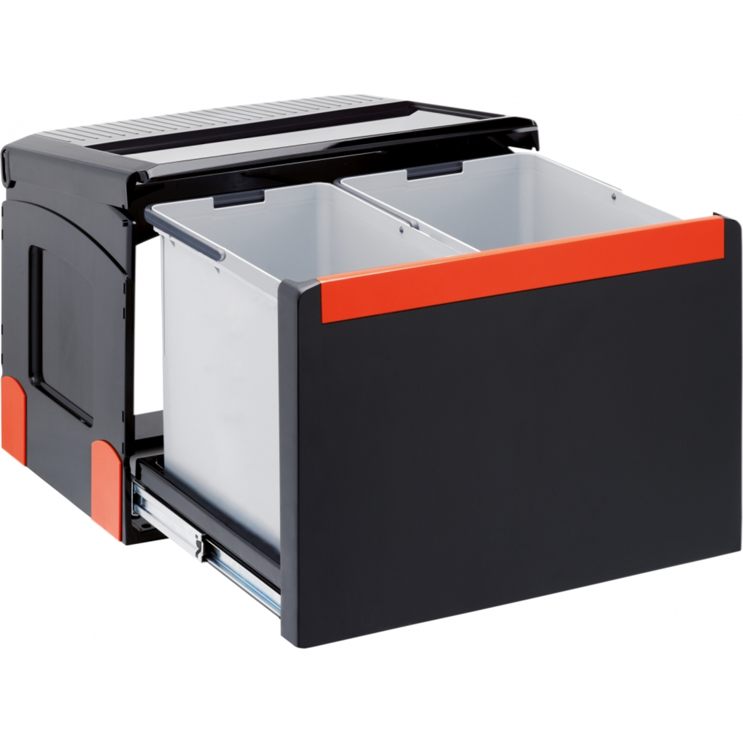 Cube - Afvalsorteersysteem / Zijdelingse deuropening / 500  mm/ 1 x 18 l + 1 x 14 l / Deurmeenemer