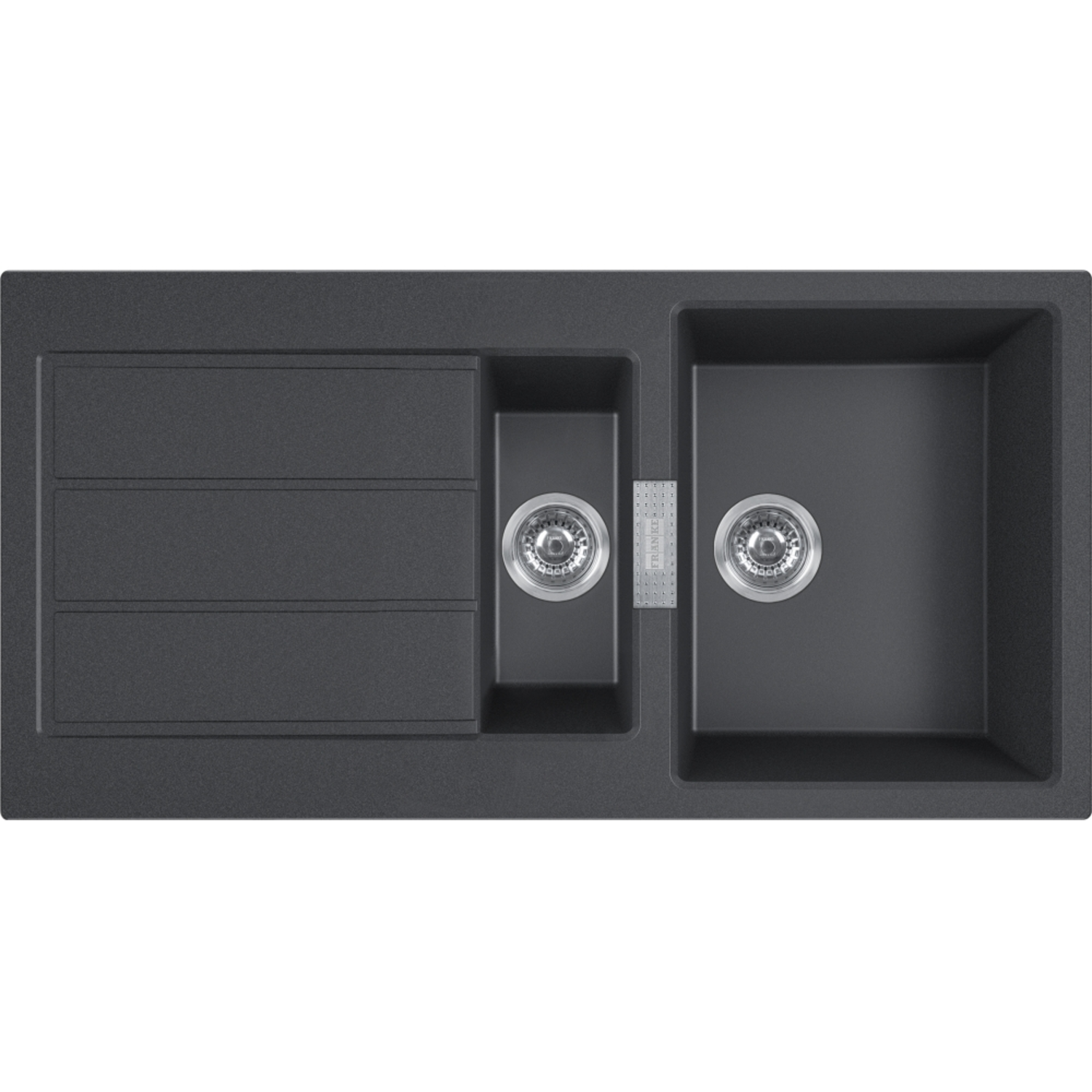 Sirius - Inbouwspoeltafel / 1000 x 510 mm / 1+1/2 bak / Zwart / Omkeerbaar