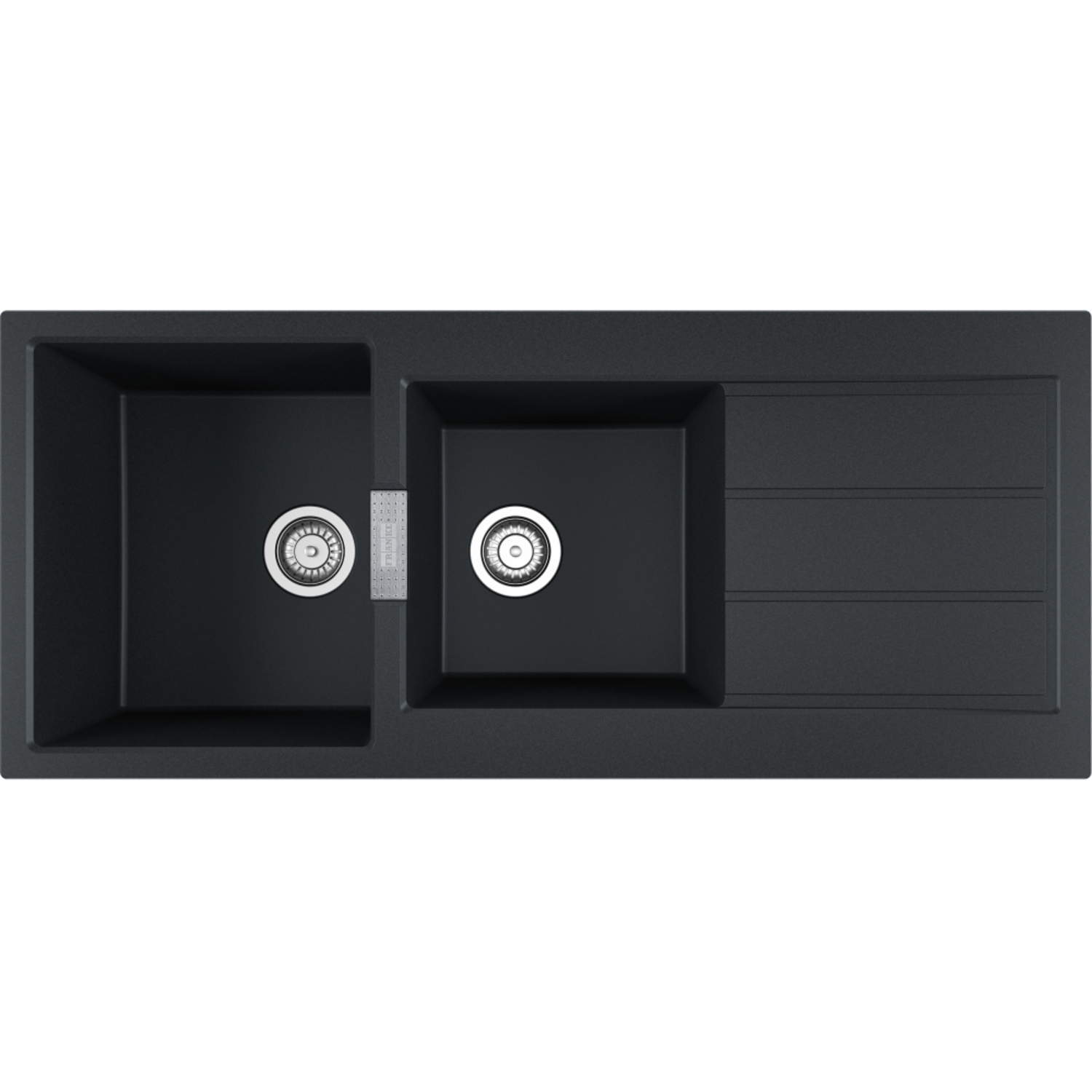 Sirius - Inbouwspoeltafel / 1190 x 510 mm / 2 bakken / Zwart / Omkeerbaar