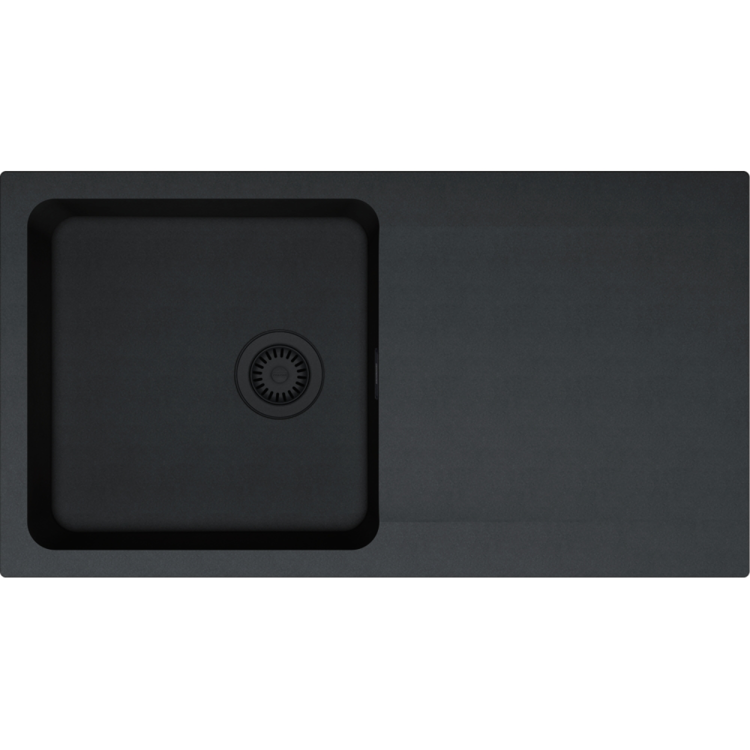 ORION - Inbouwspoeltafel / 1 bak / 940 x 510 mm / Manuele lediging / Carbon zwart / Ventielset zwart mat