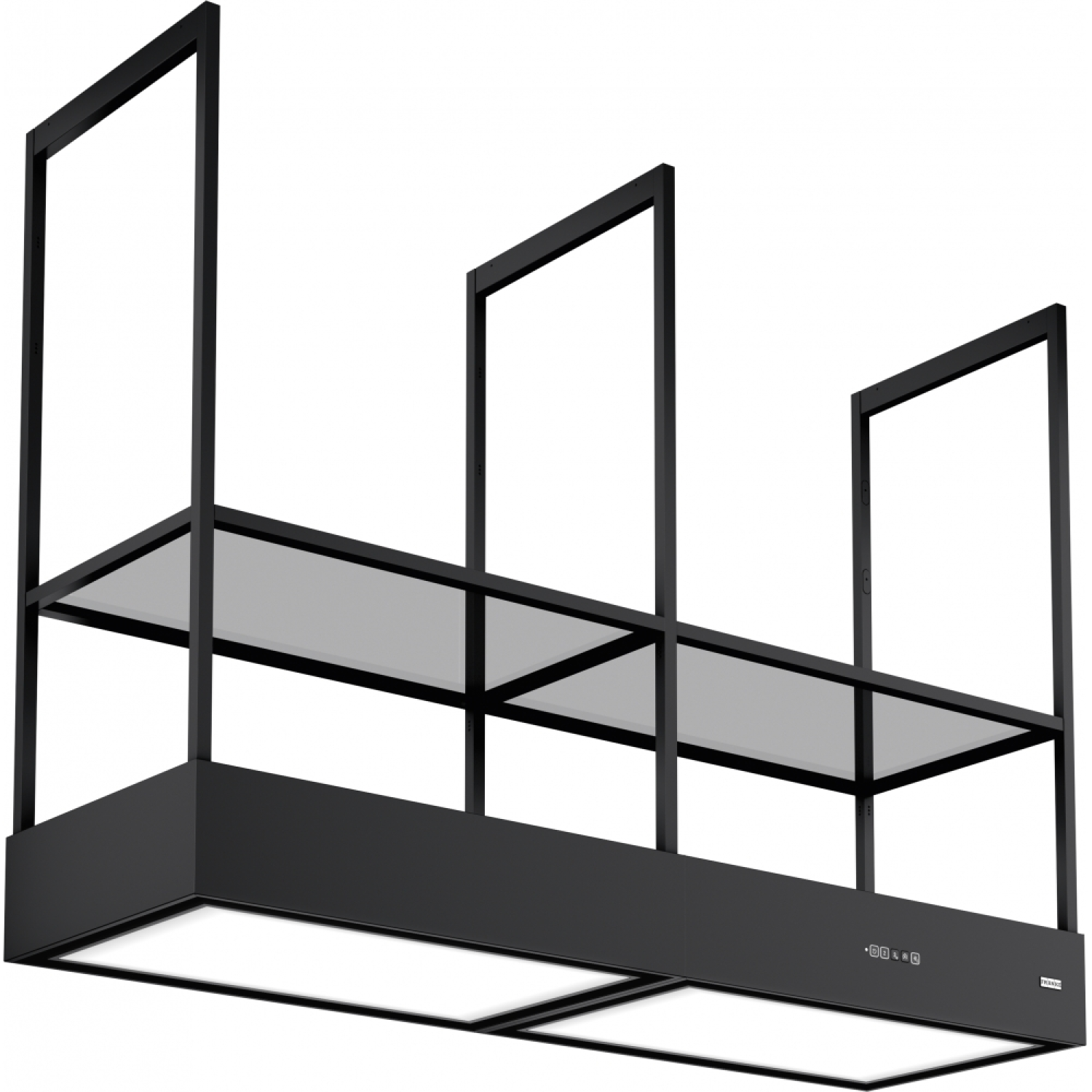 Mythos T-Shelf Evolution - Eilanddampkap Zwart mat, recirculatie, 1600mm