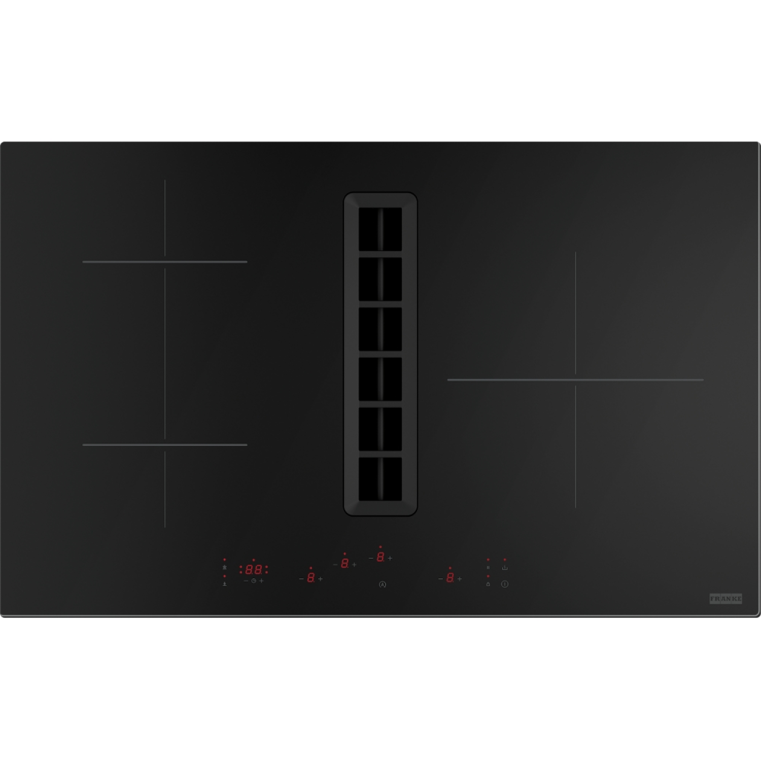 Smart 2Gether - Inductiekookplaat met geïntegreerde dampkap / 830 mm / 3 zones / Zwart glas / recirculatie