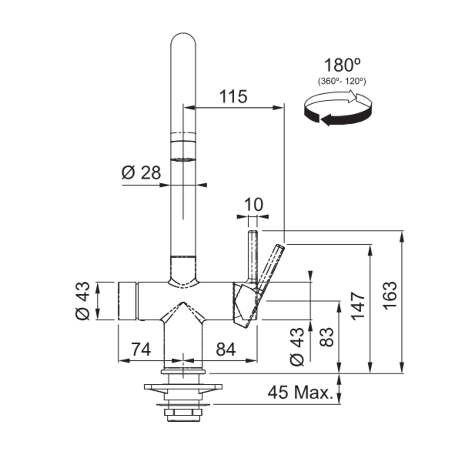 Maris Water Hub - 3 in 1 set met zwenkbare uitloop / Side Lever / Goud / Boiler 4 liter