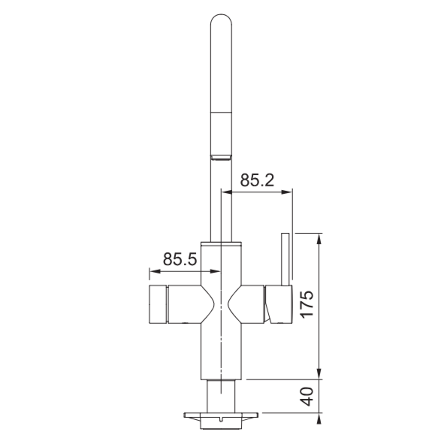Mythos Water Hub 6 in 1 - Zwenkbare kraan / Zijhendel / Koper