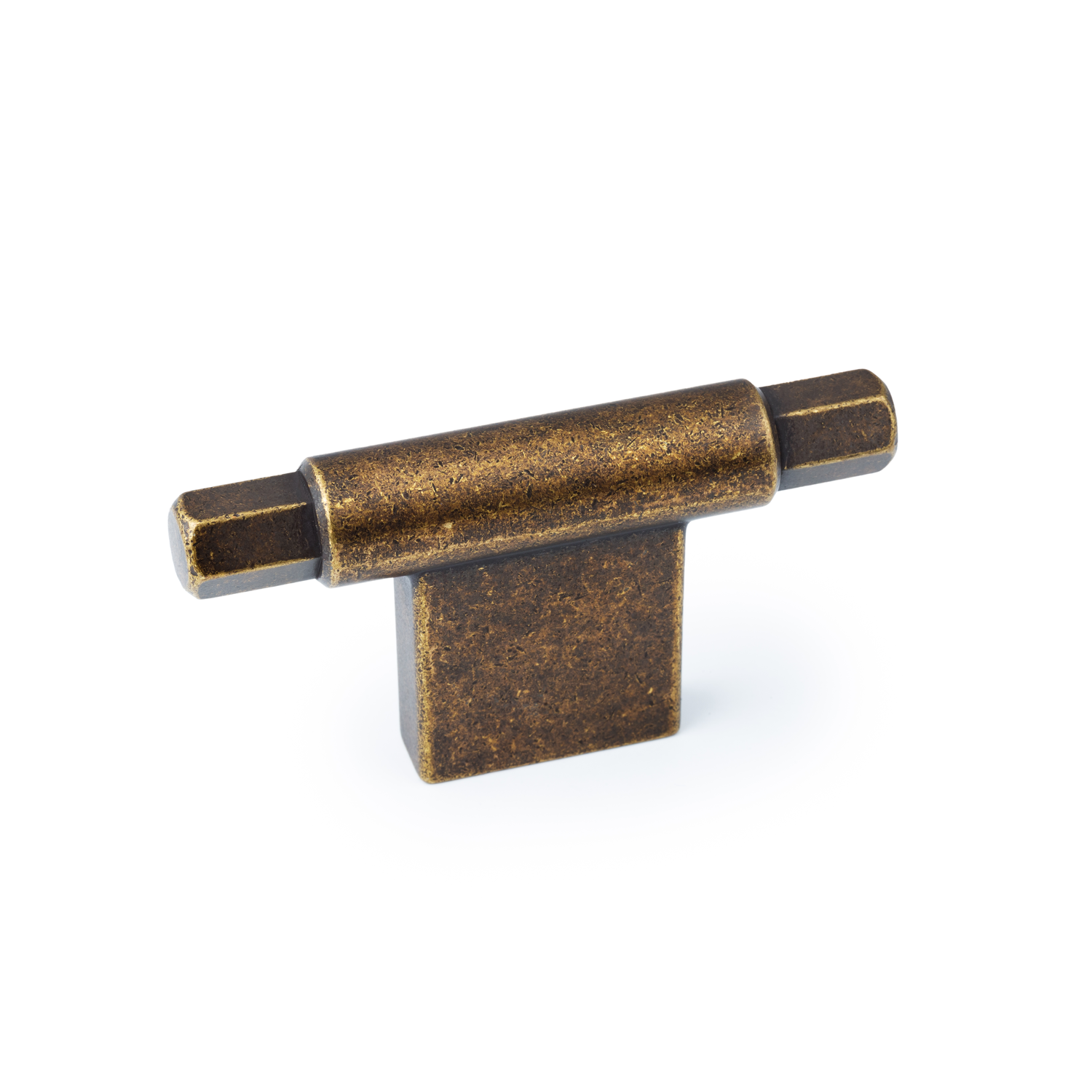 T-knop PRISMA L78 zamak rustiek messing
