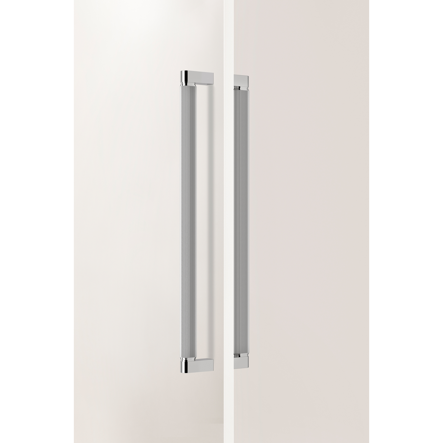 Deurgreep dubbel BROOKLYN BIG BA448 L466 aluminium gepolijst nikkel