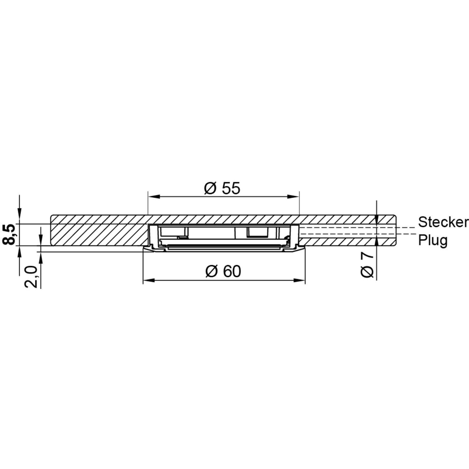 Ld8001-55 Led inbouw 3W 3000K alu