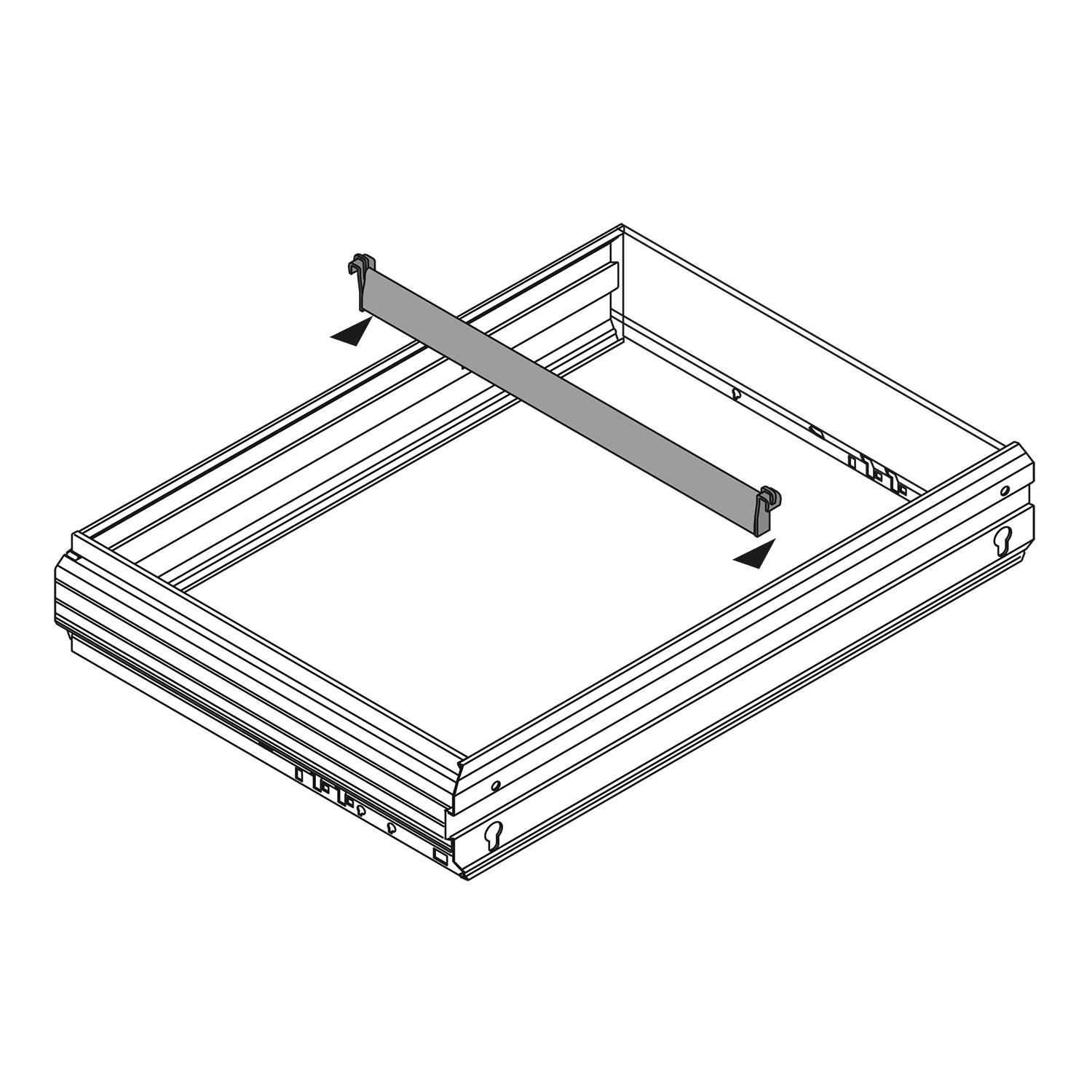 Tussenbalk, 600 mm, aluminiumkleurig