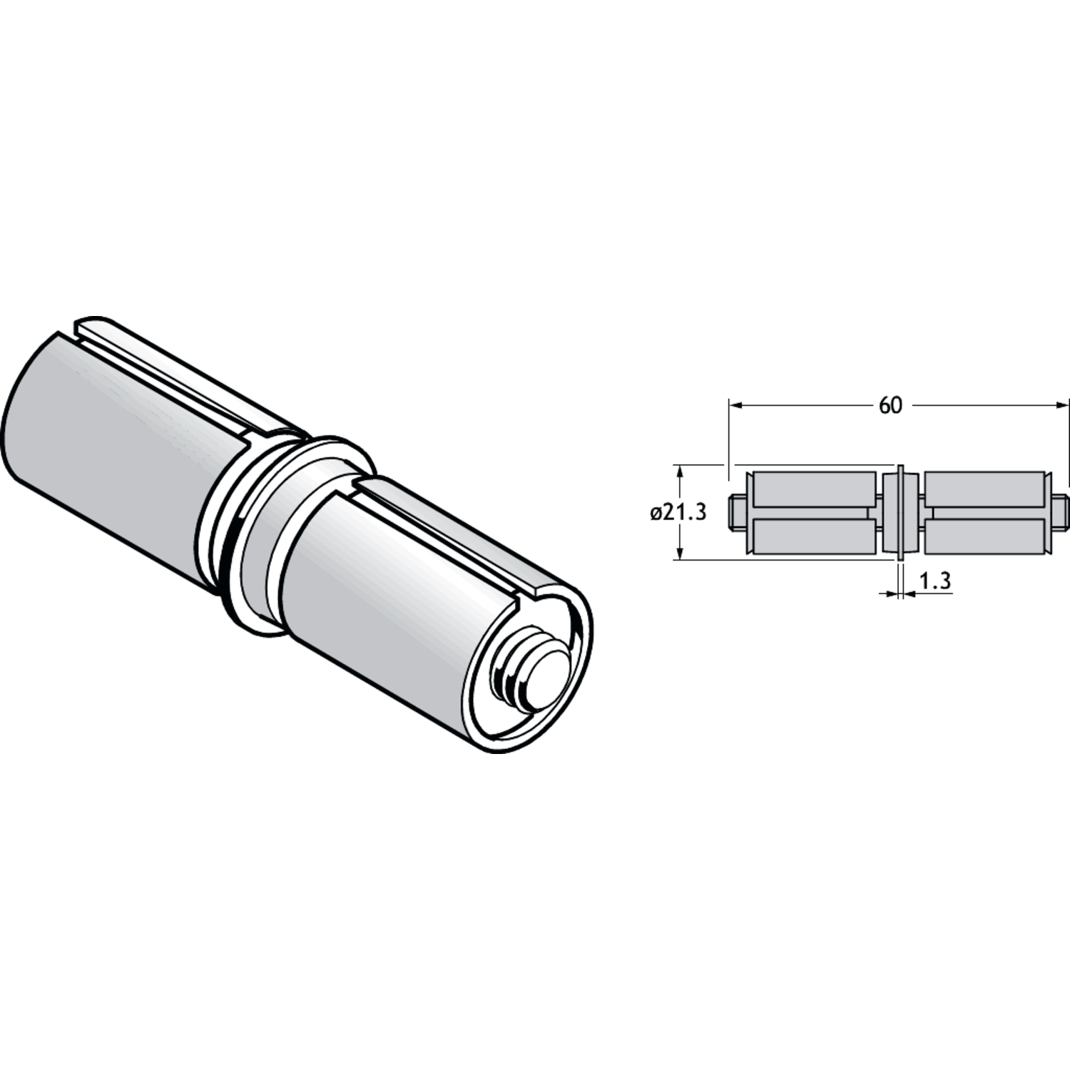 Pba 500-rvs sat. rechte verbinding voor buizen 22m m