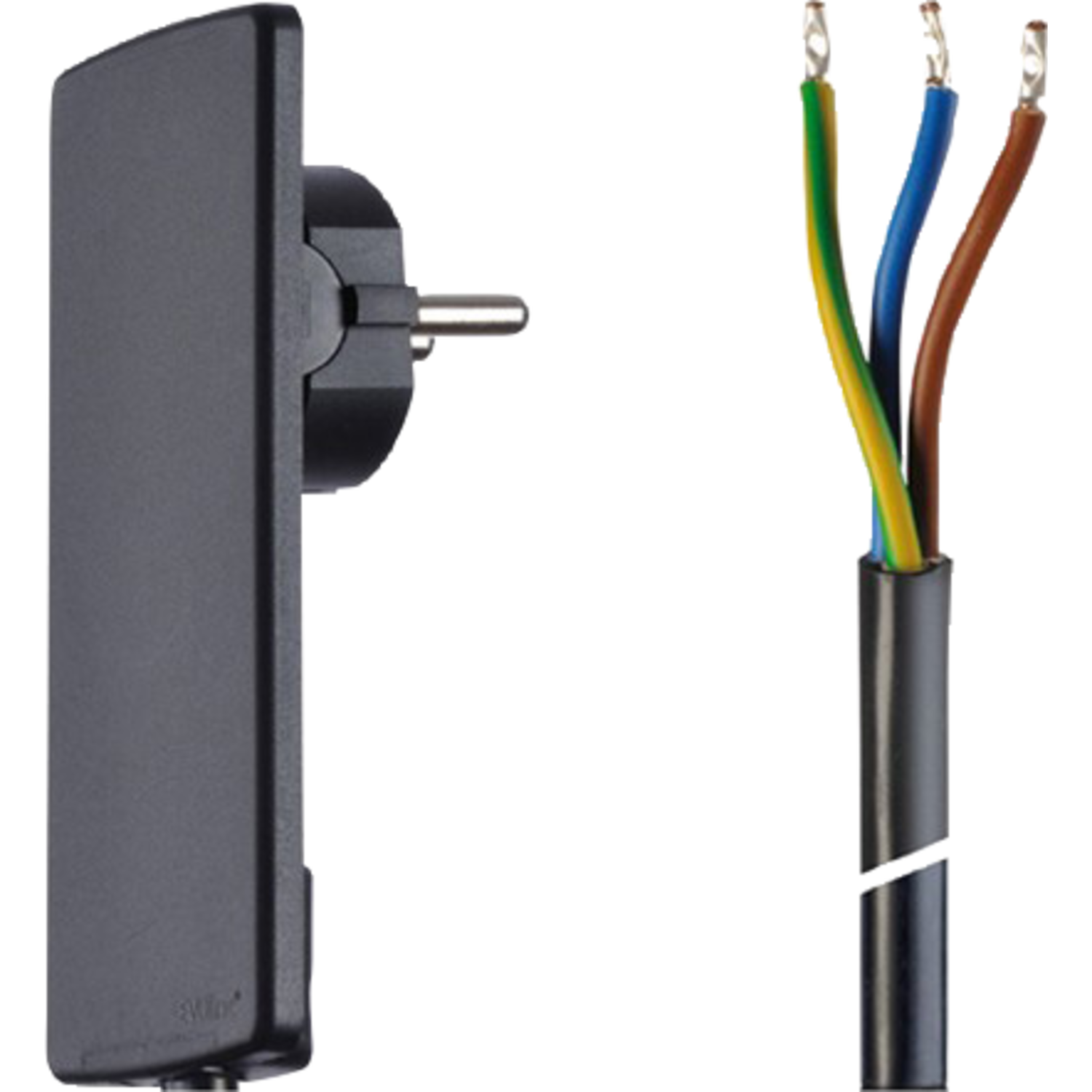 Evoline extra platte plug+kabel 1.5m zwart250v/16a 250v/16a